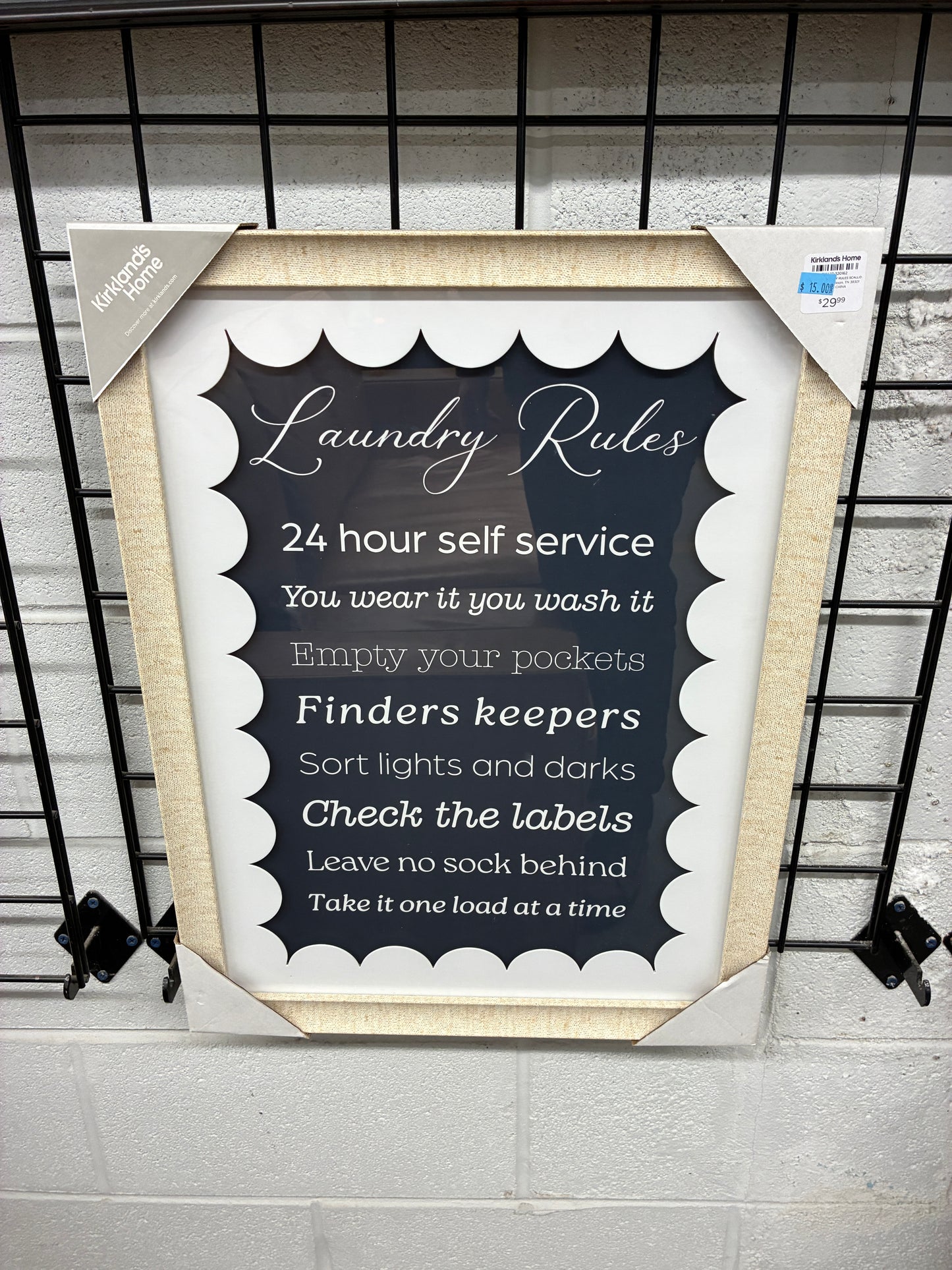 Kirkland’s Home “Laundry Rules” Framed Wall Sign