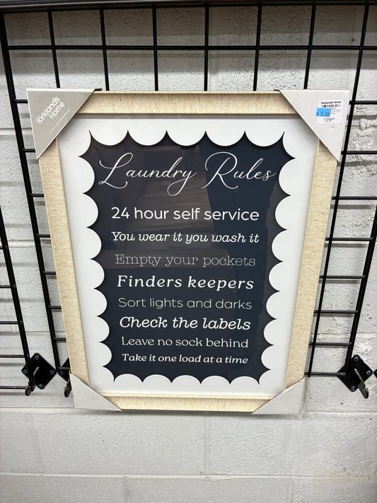 Kirkland’s Home “Laundry Rules” Framed Wall Sign