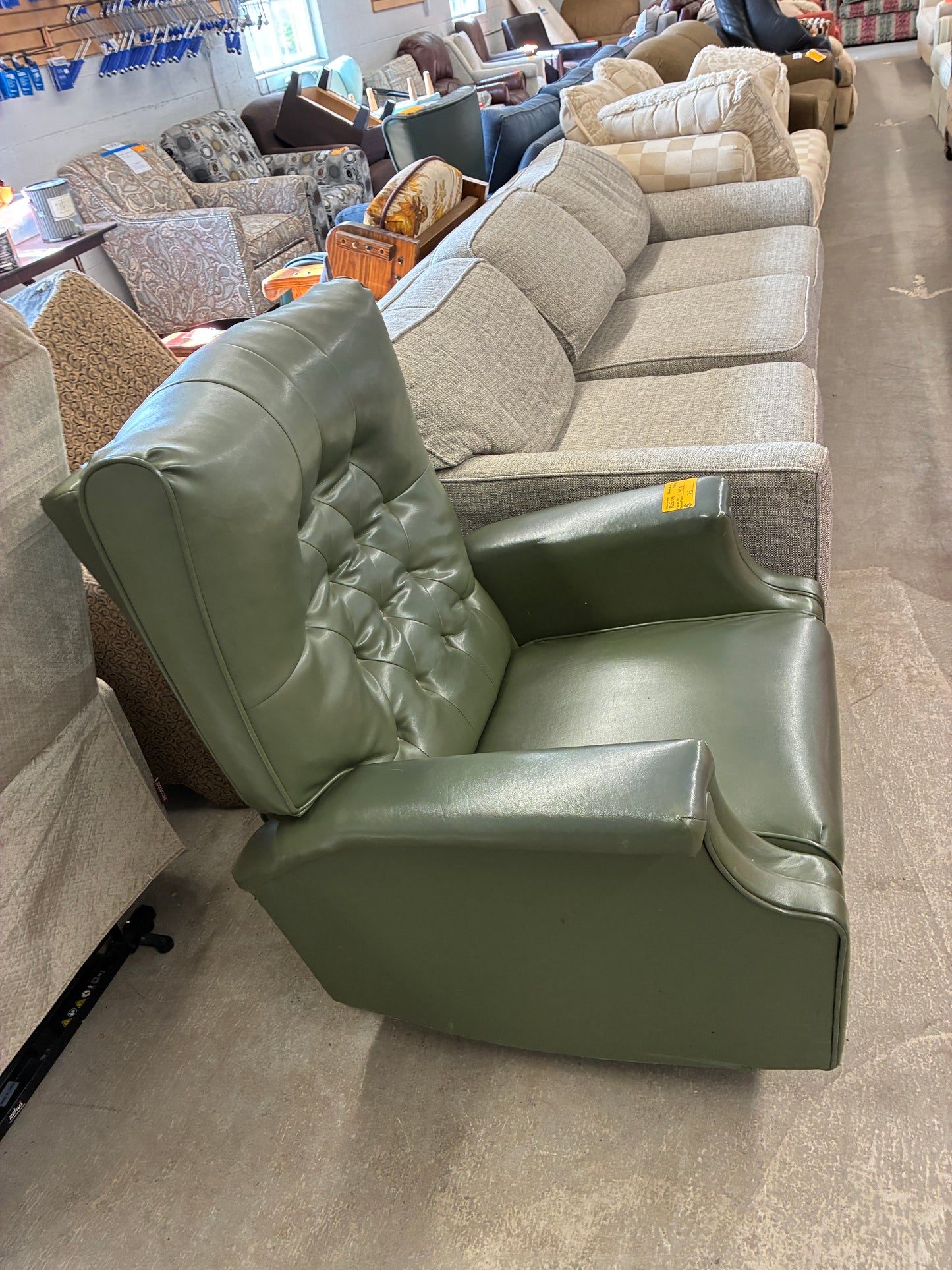 Vintage Green Faux Leather Recliner Chair