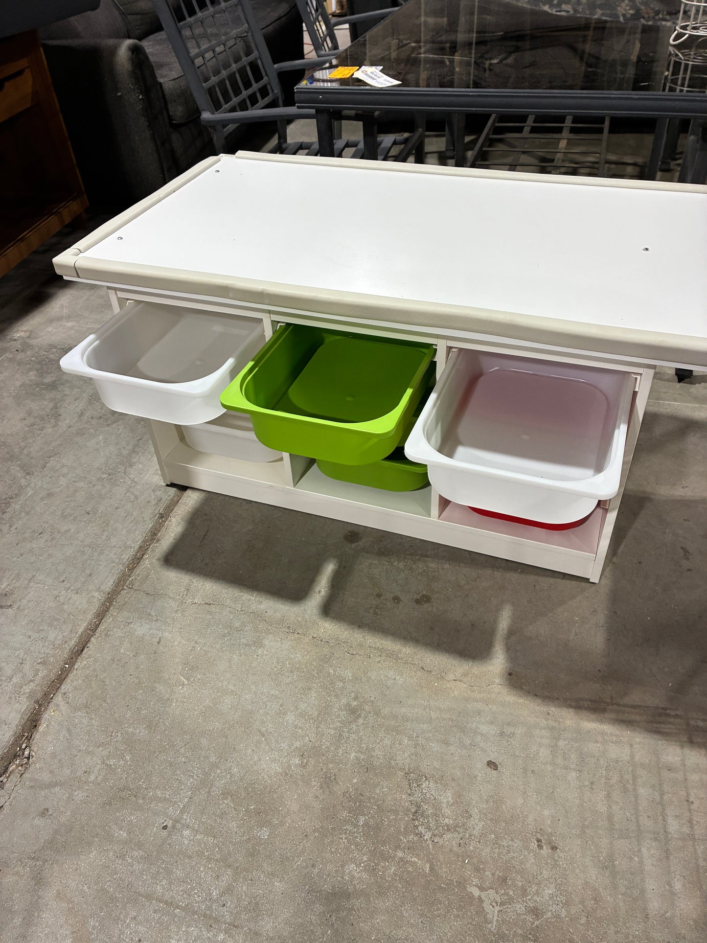 White Kids Activity Table with Storage Bins