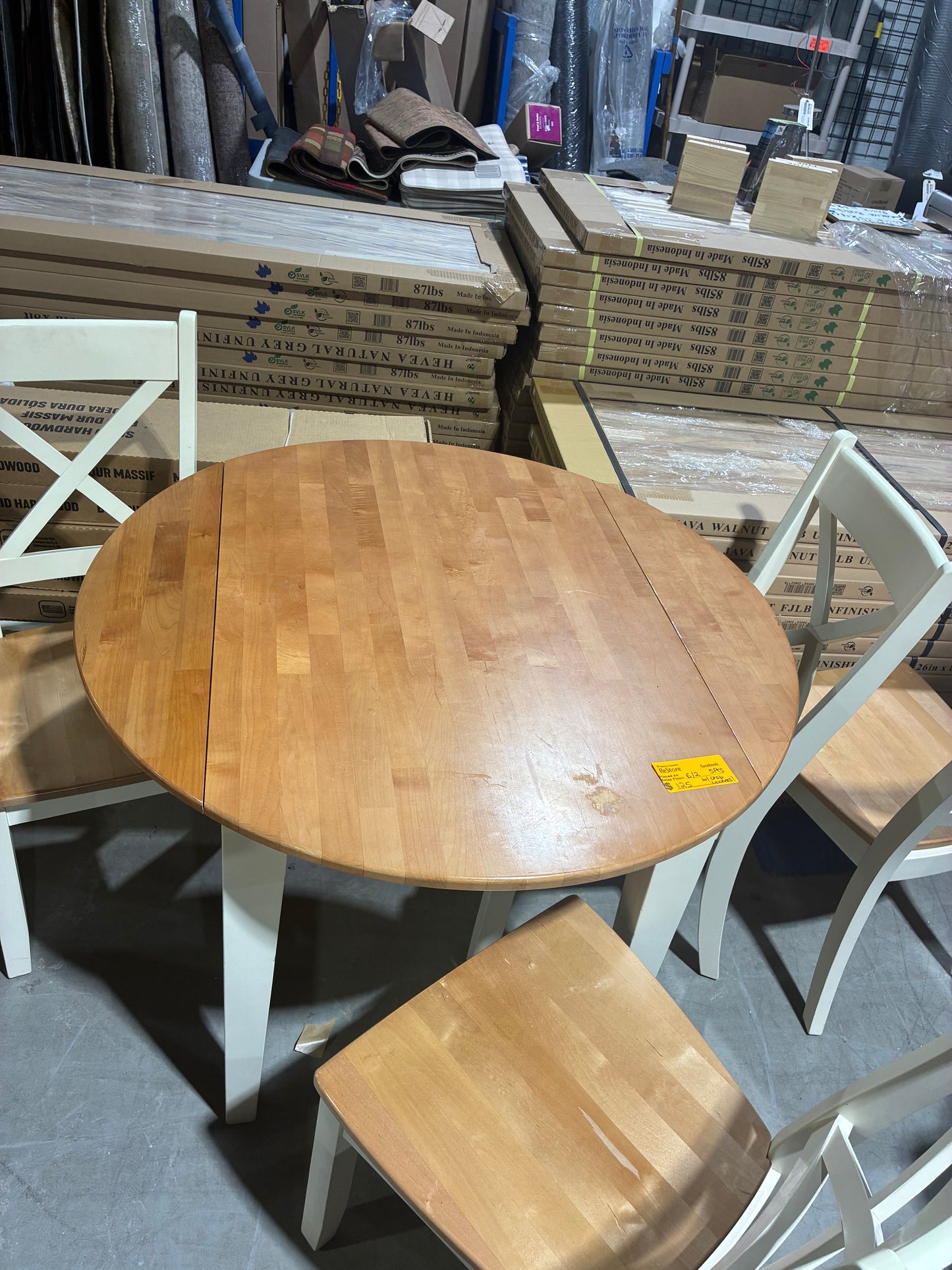 Five-Piece Dining Set with 4 Chairs and Drop-Leaf Table