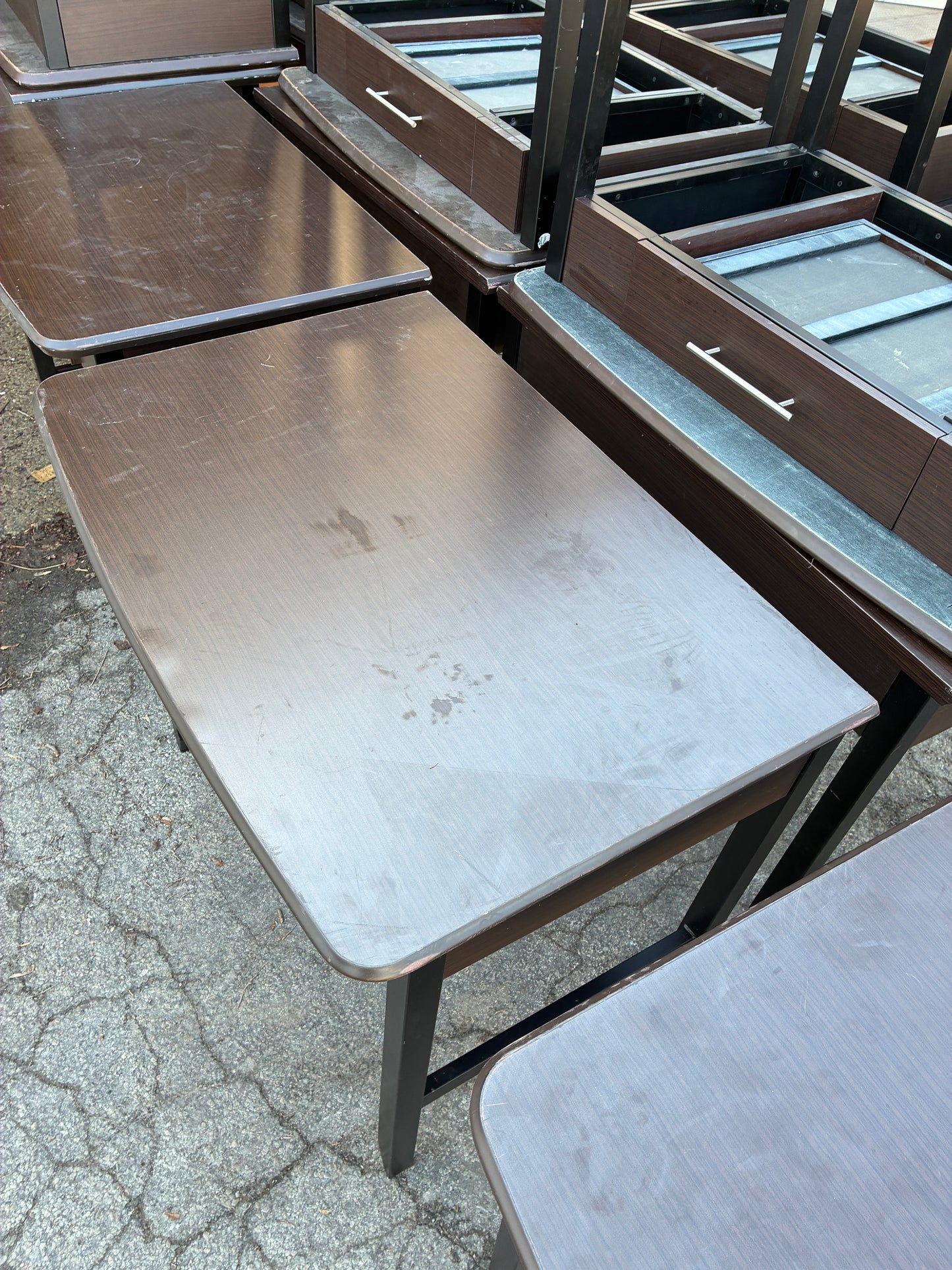 Dark Wood Student Desk with Drawer