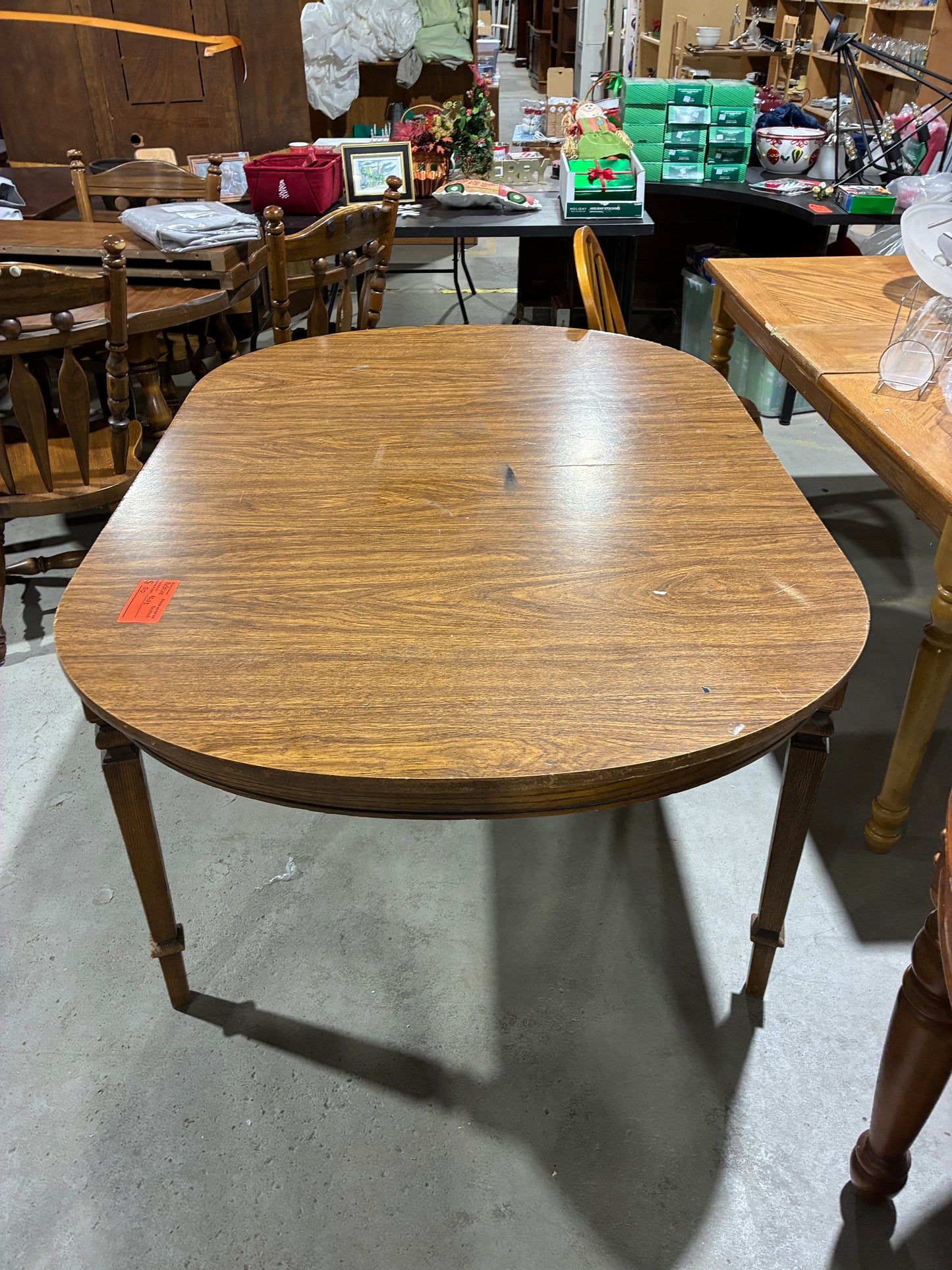 Oval Wood Dining Table with Leaf Extension