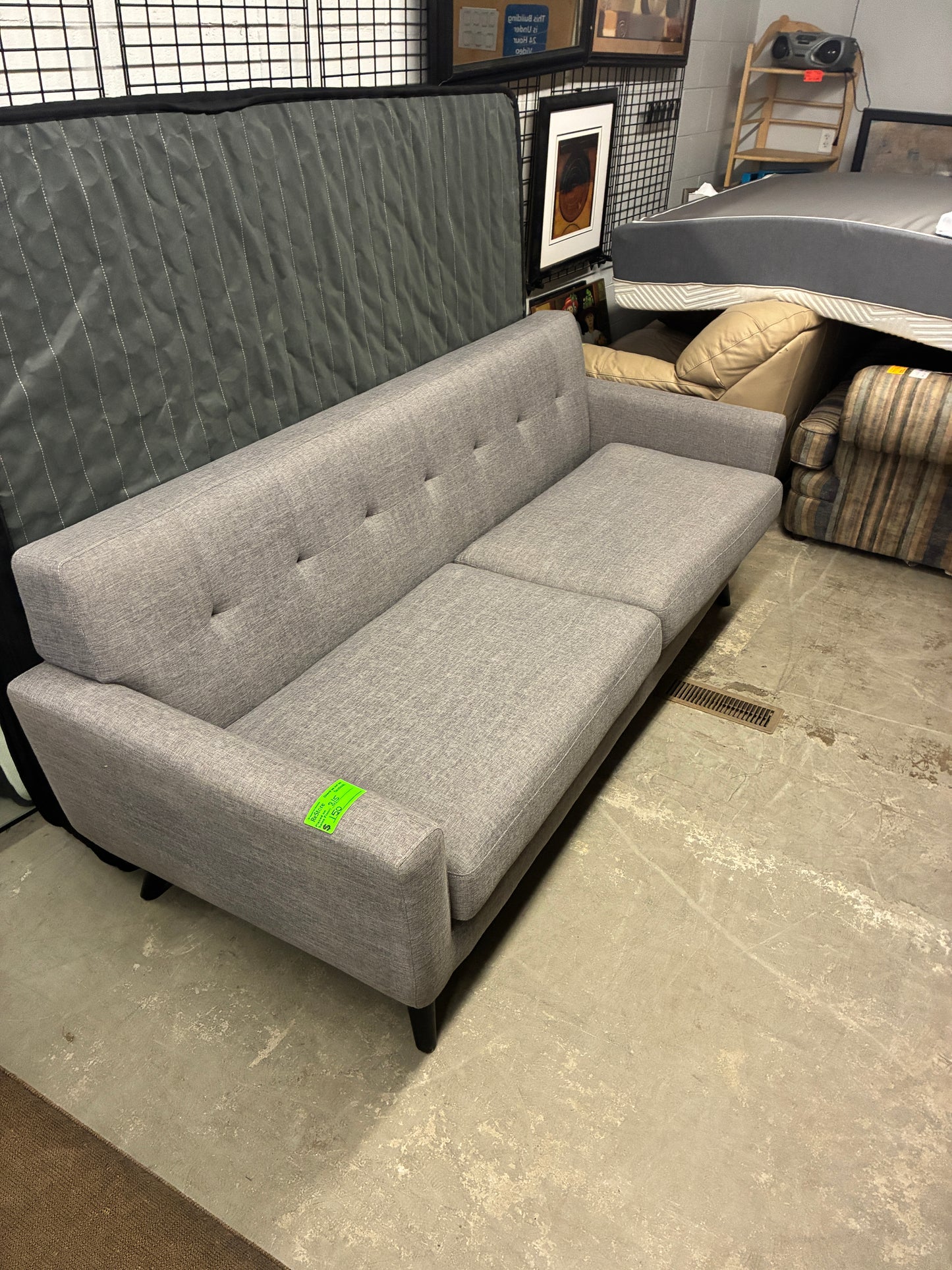 Modern Gray Tufted Sofa