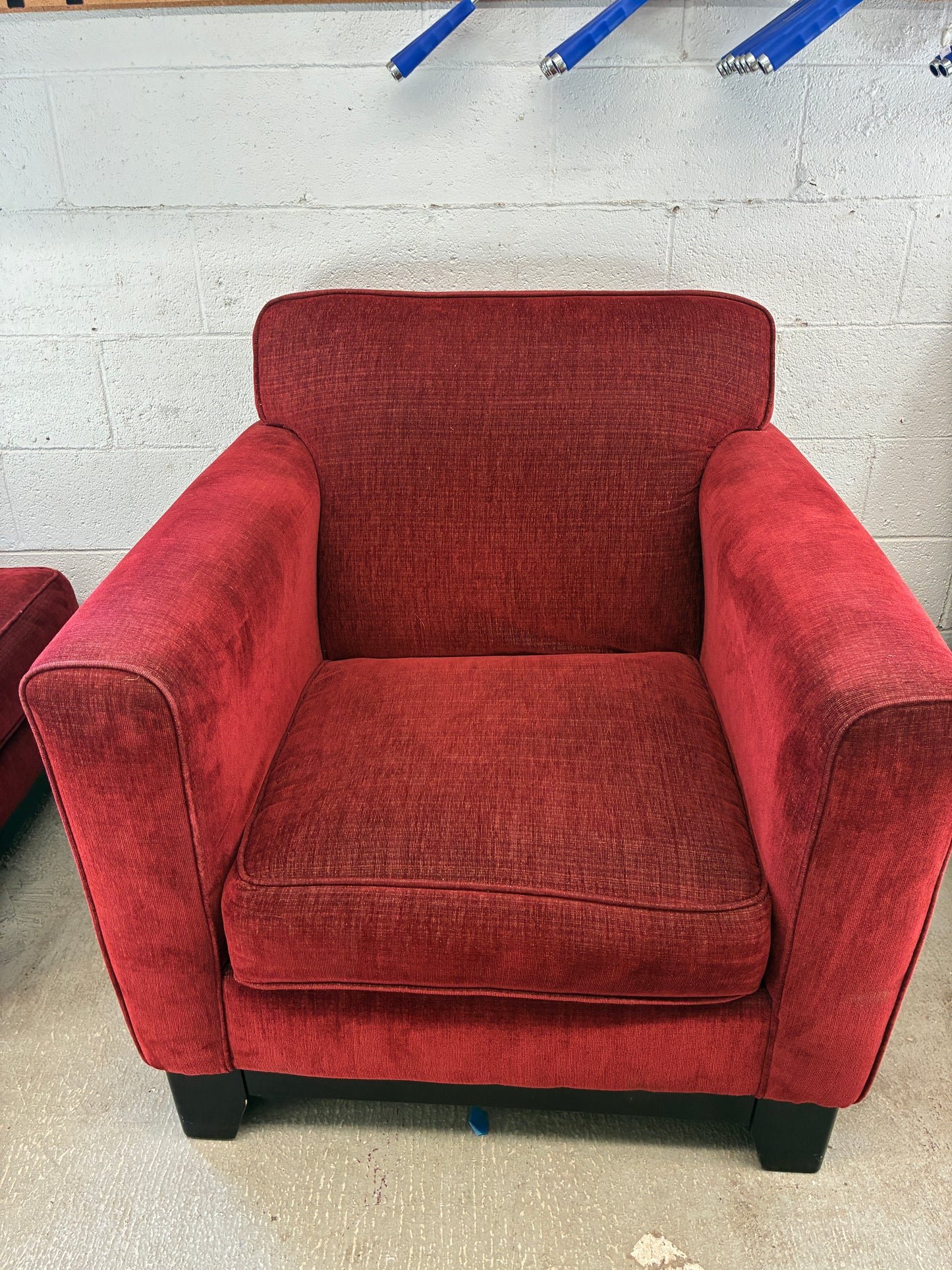 Arhaus Red Accent Chair with Ottoman