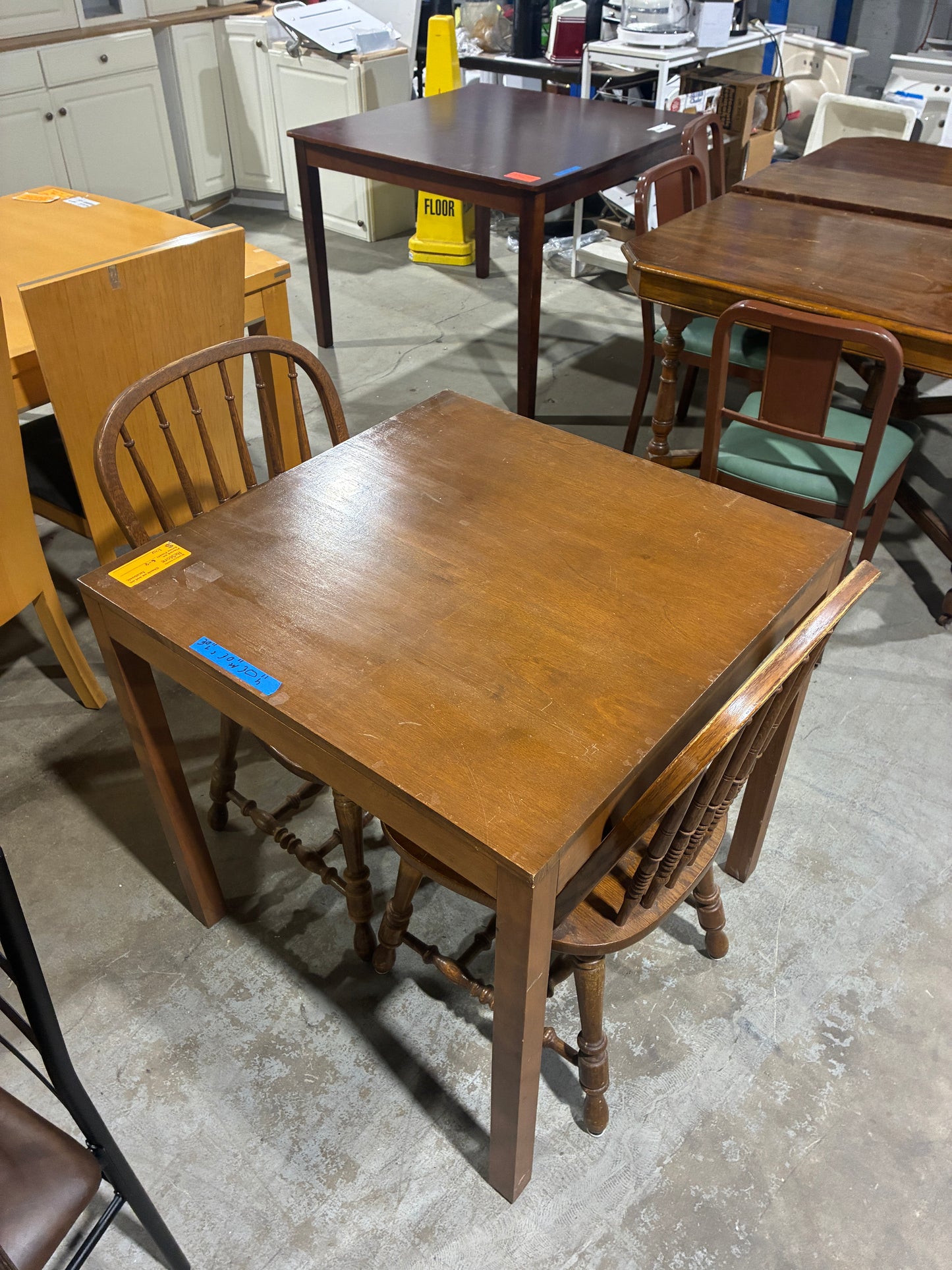 Solid Wood Dining Table with 2 Windsor Chairs