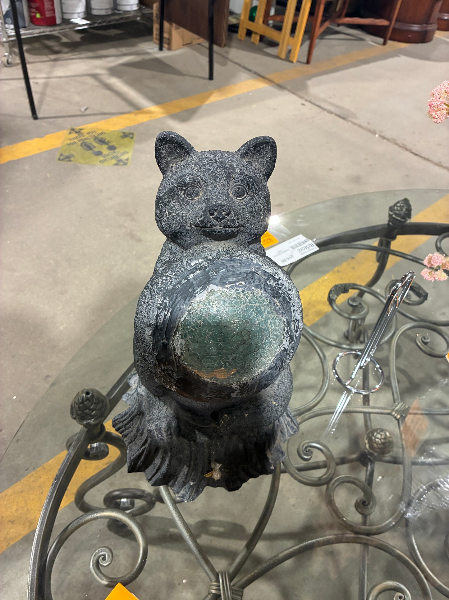 Solar-Powered Bear Garden Statue with Globe Light