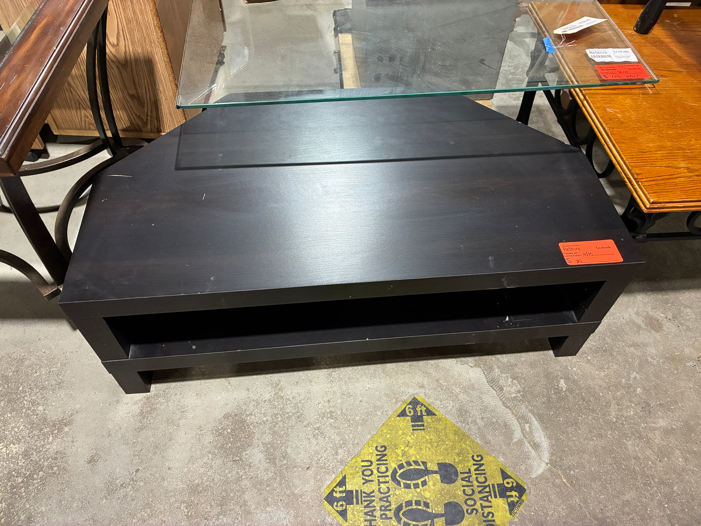 Black Coffee Table with Open Shelf