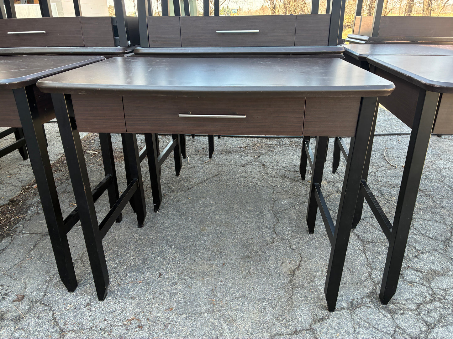 Dark Wood Student Desk with Drawer