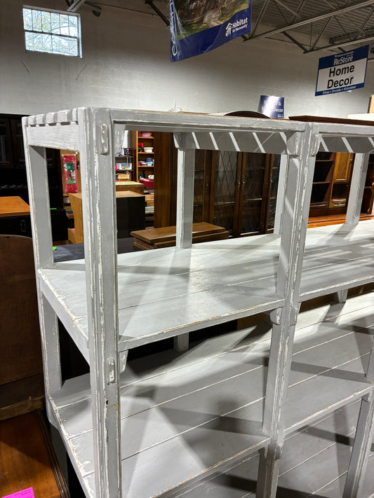 Arhaus Distressed Gray Wood Etagere Shelf