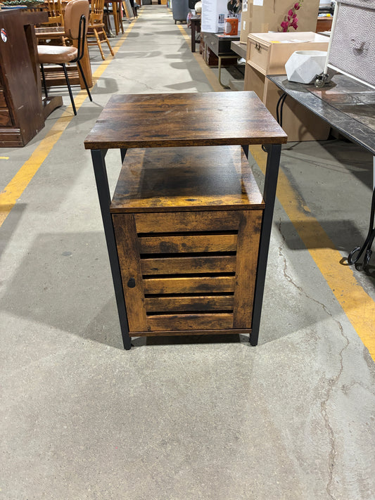 Rustic Brown End Table with Storage Cabinet