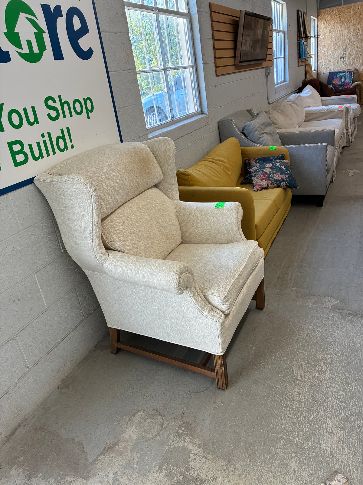 Lexington Cream Upholstered Wingback Chair