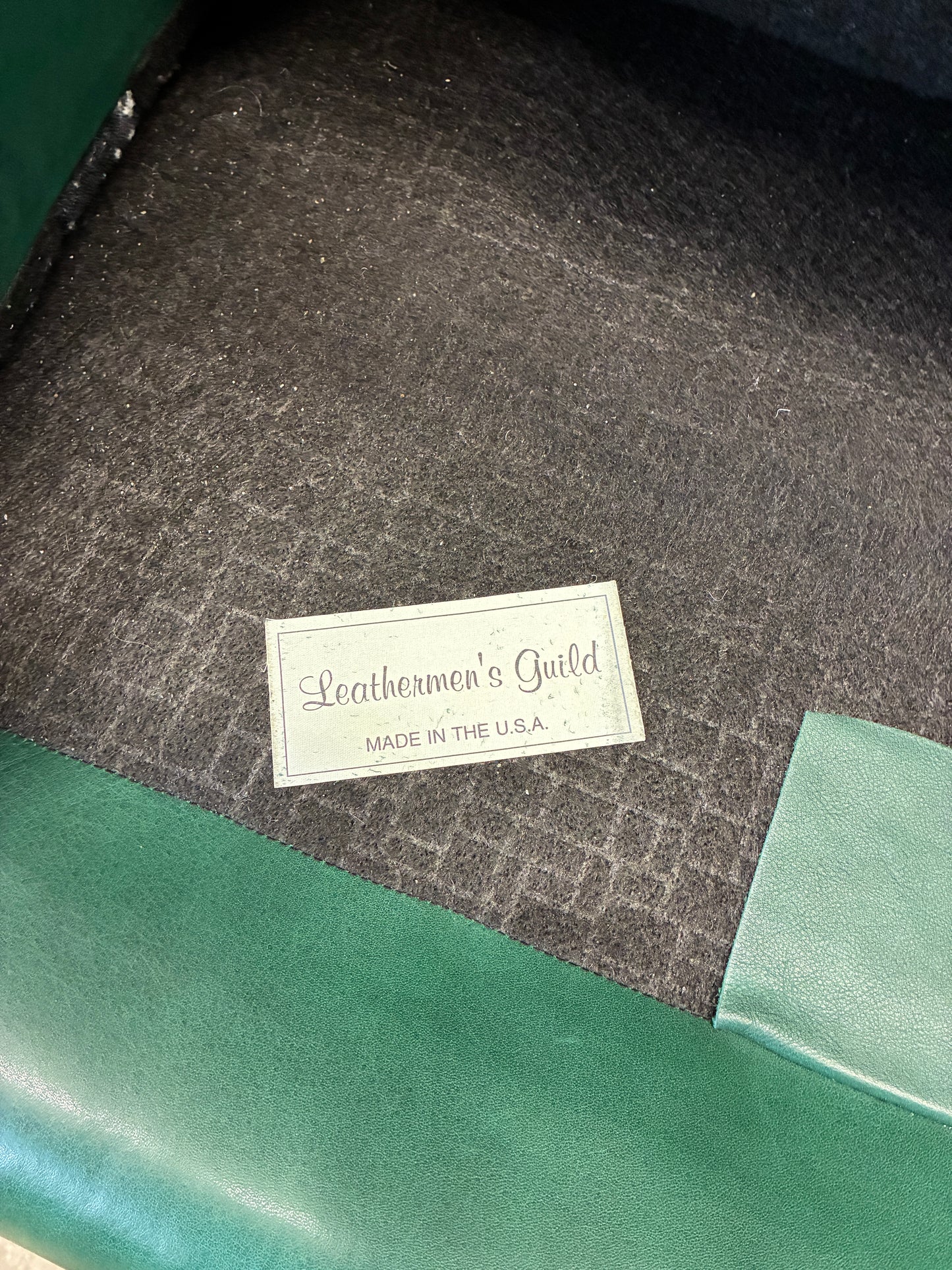 Leathermen’s Guild Green Leather Sofa