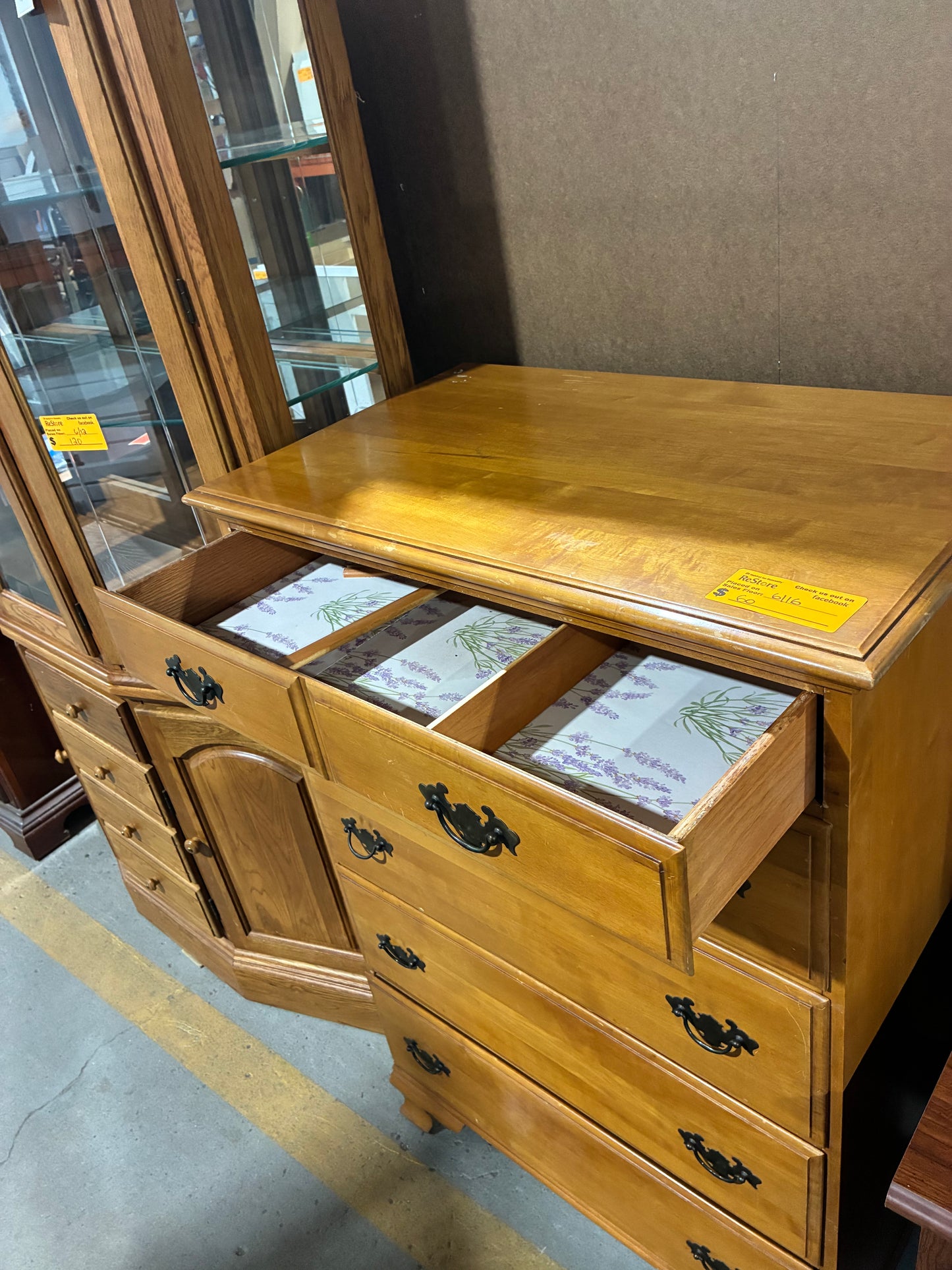 Honey Oak 5-Drawer Chest Dresser