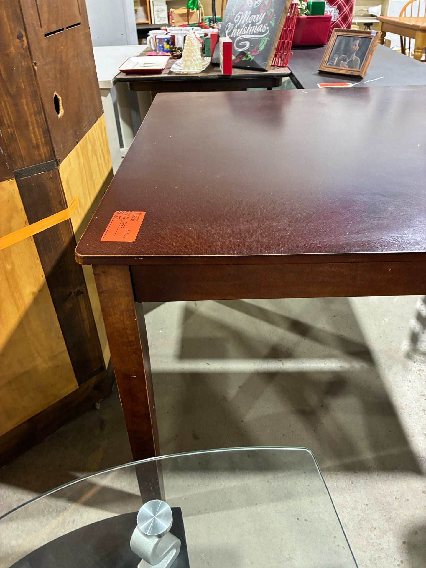 Square Wood Dining Table with Dark Finish