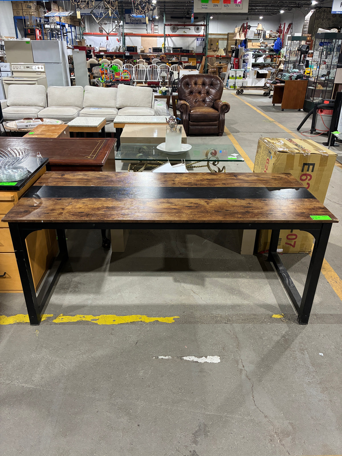 Industrial Rustic Wood and Black Metal Table