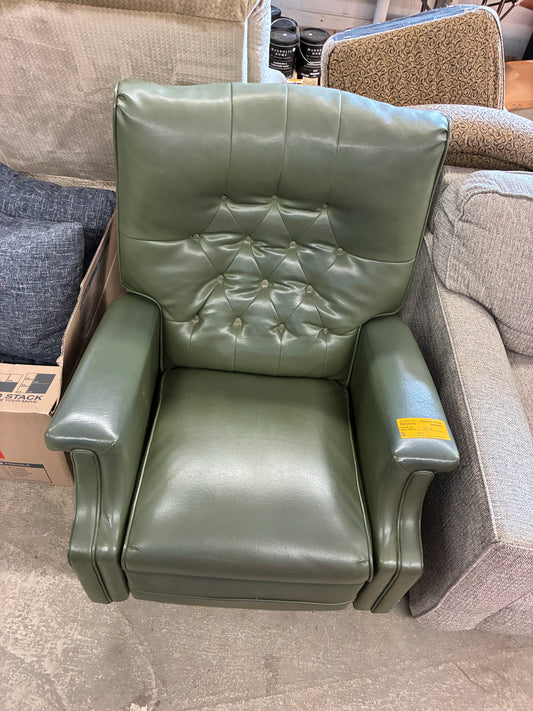 Vintage Green Faux Leather Recliner Chair