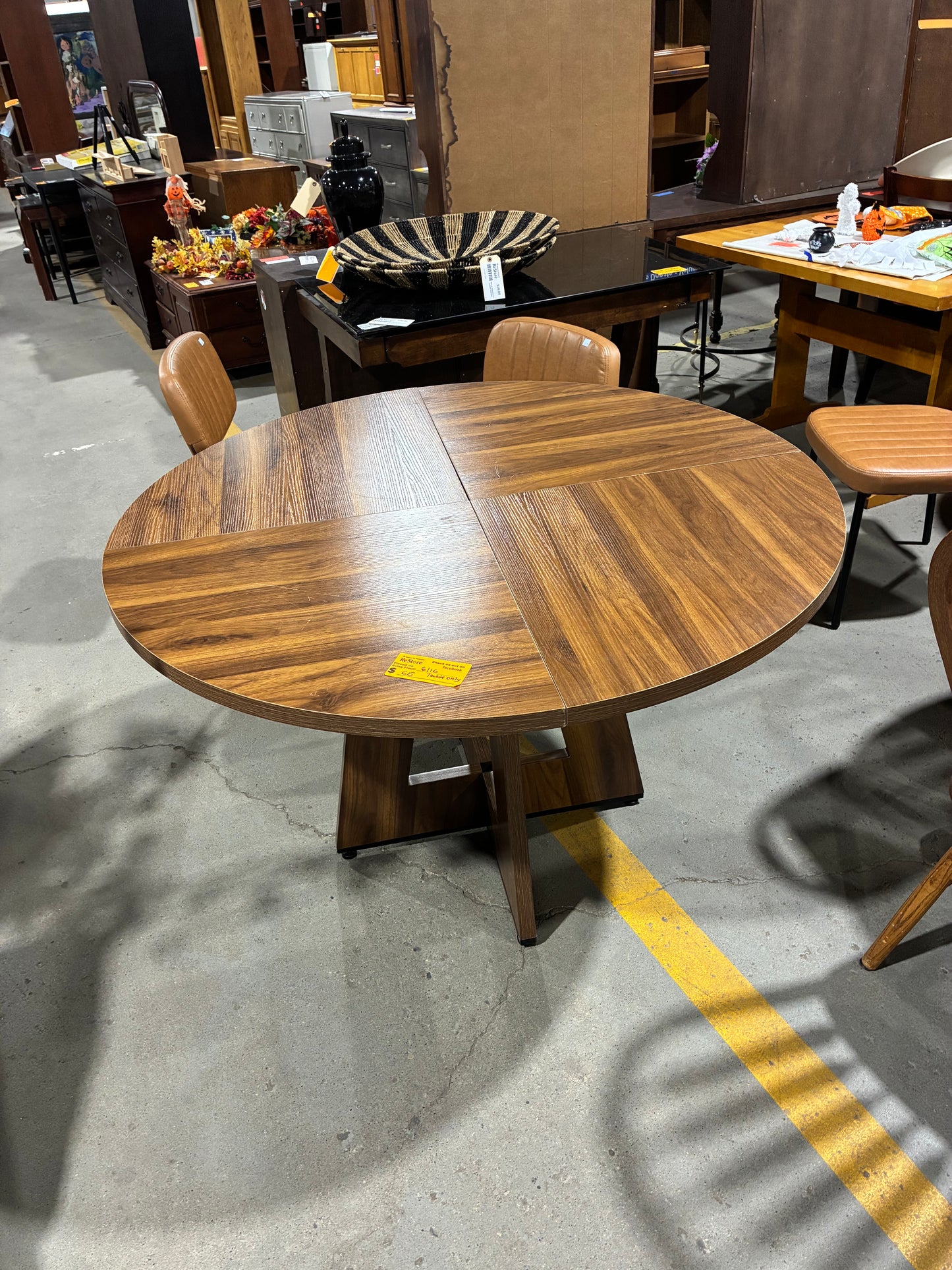 Modern Round Walnut Dining Table
