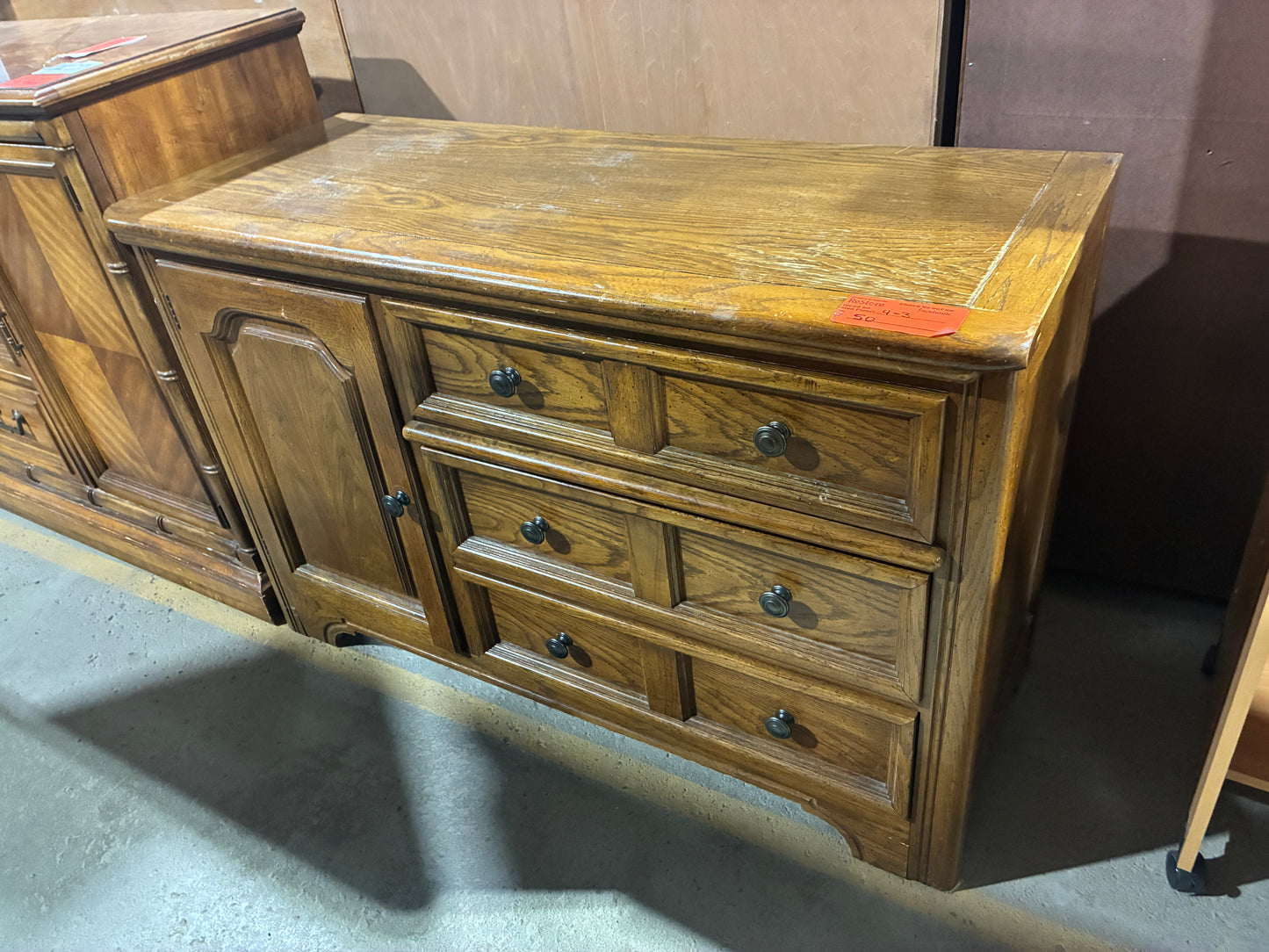 Vintage Oak Sideboard by Dixie