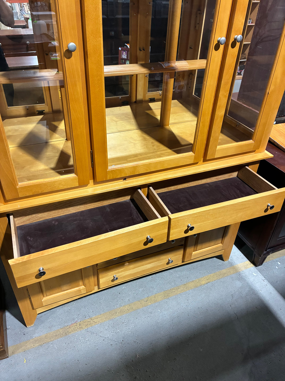 Light Wood China Cabinet & Display Hutch