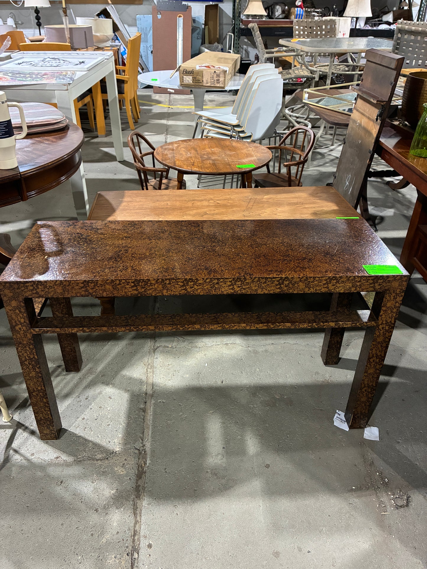 Contemporary Faux Stone Console Table