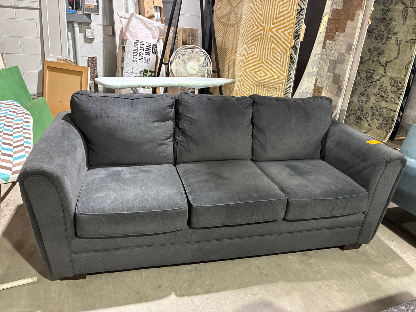Charcoal Gray Three-Cushion Sofa