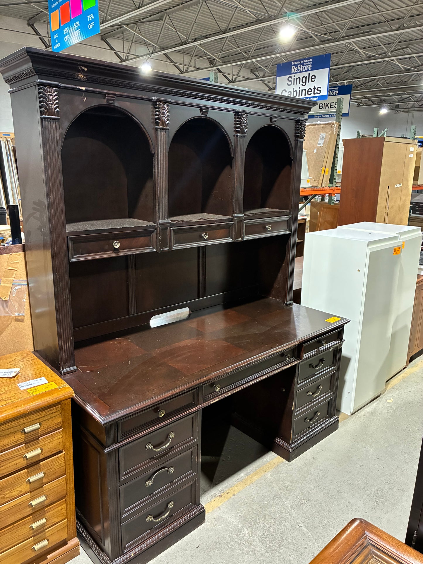 Executive Desk with Lighted Hutch