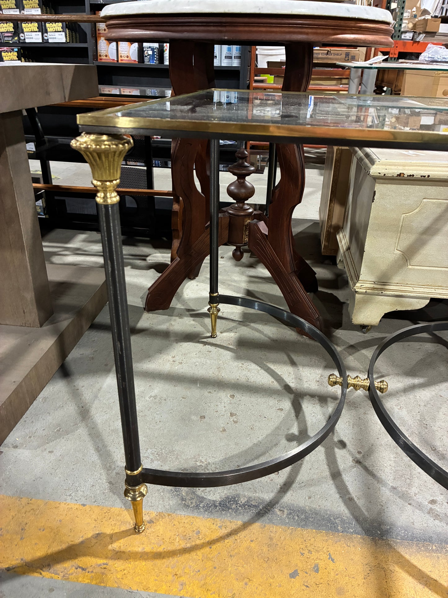 Glass Top Accent Table with Metal Base