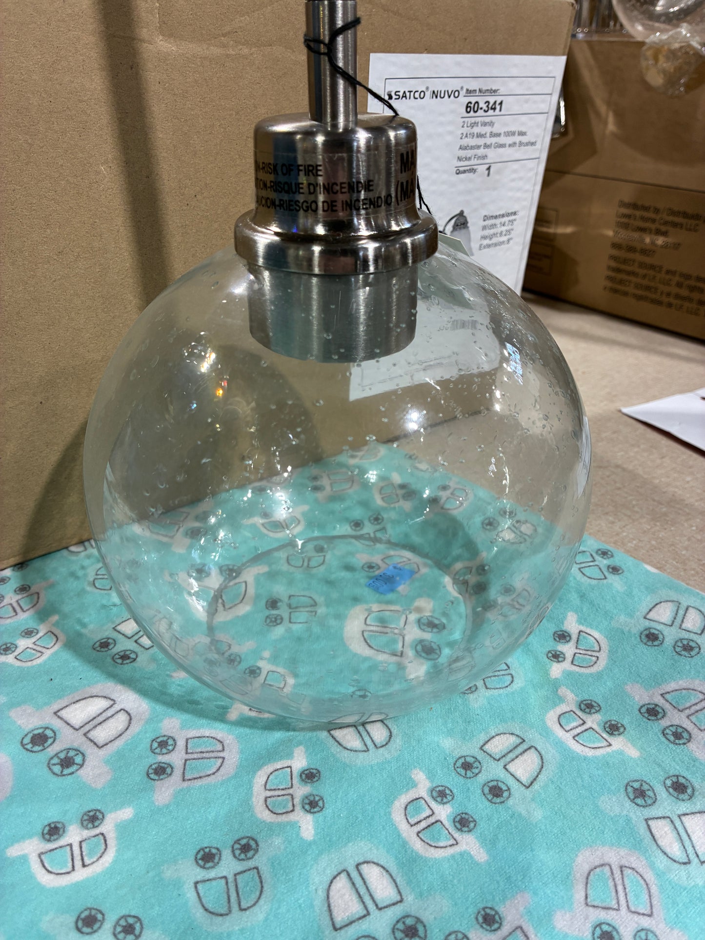 Quoizel Brushed Nickel Glass Globe Pendant Light
