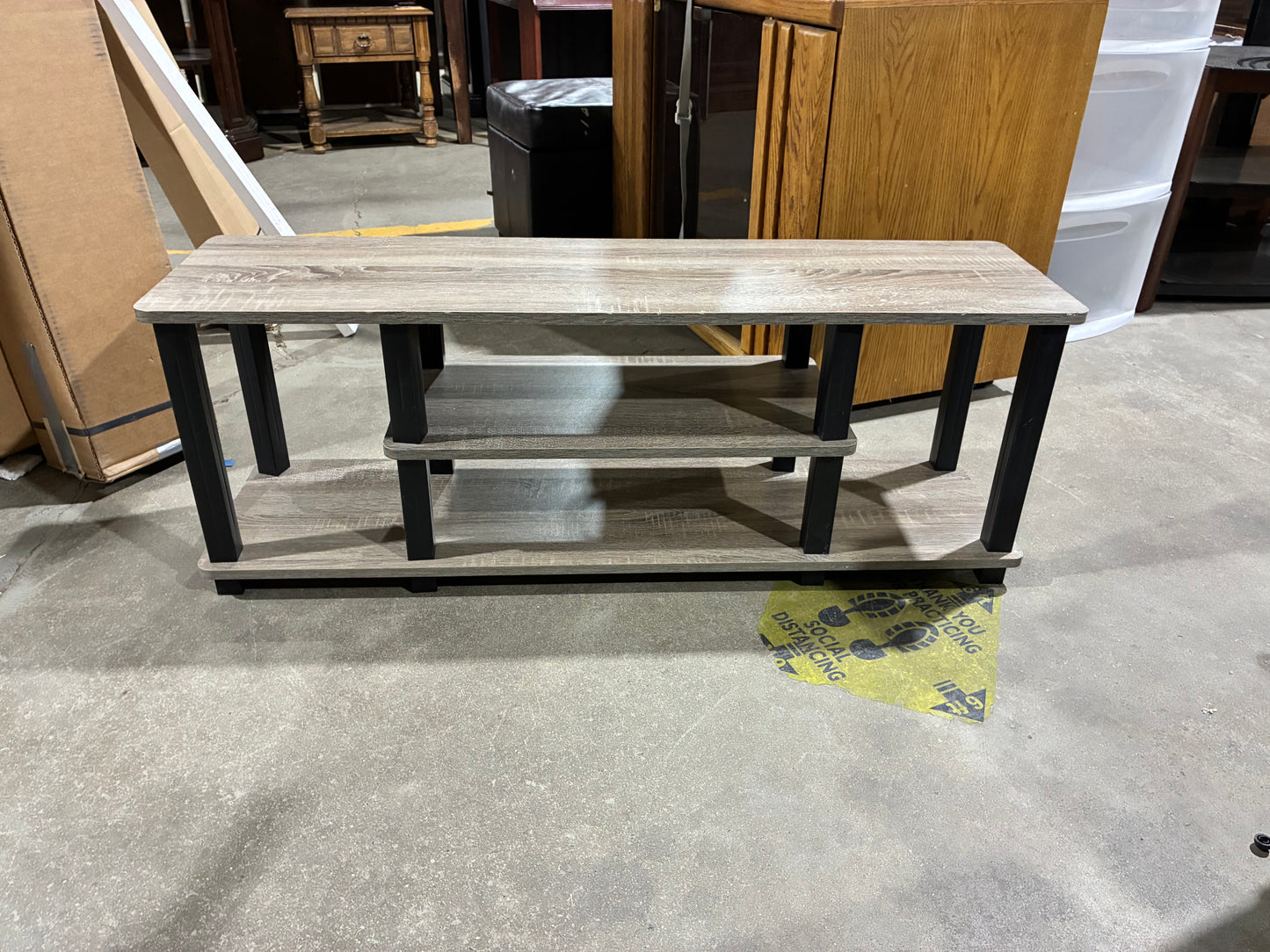 Modern Gray Open-Shelf TV Stand