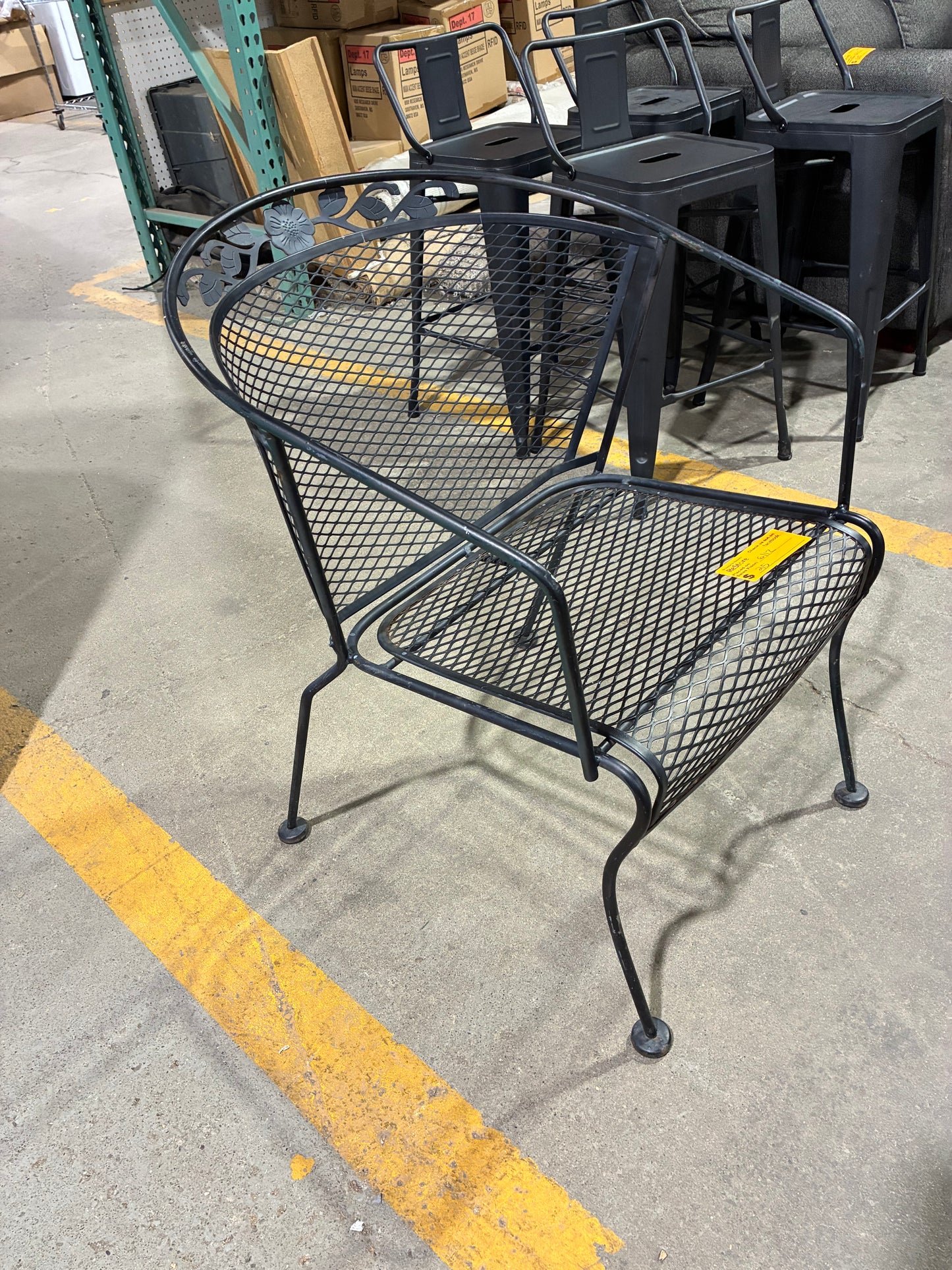 Black Metal Floral Patio Chair