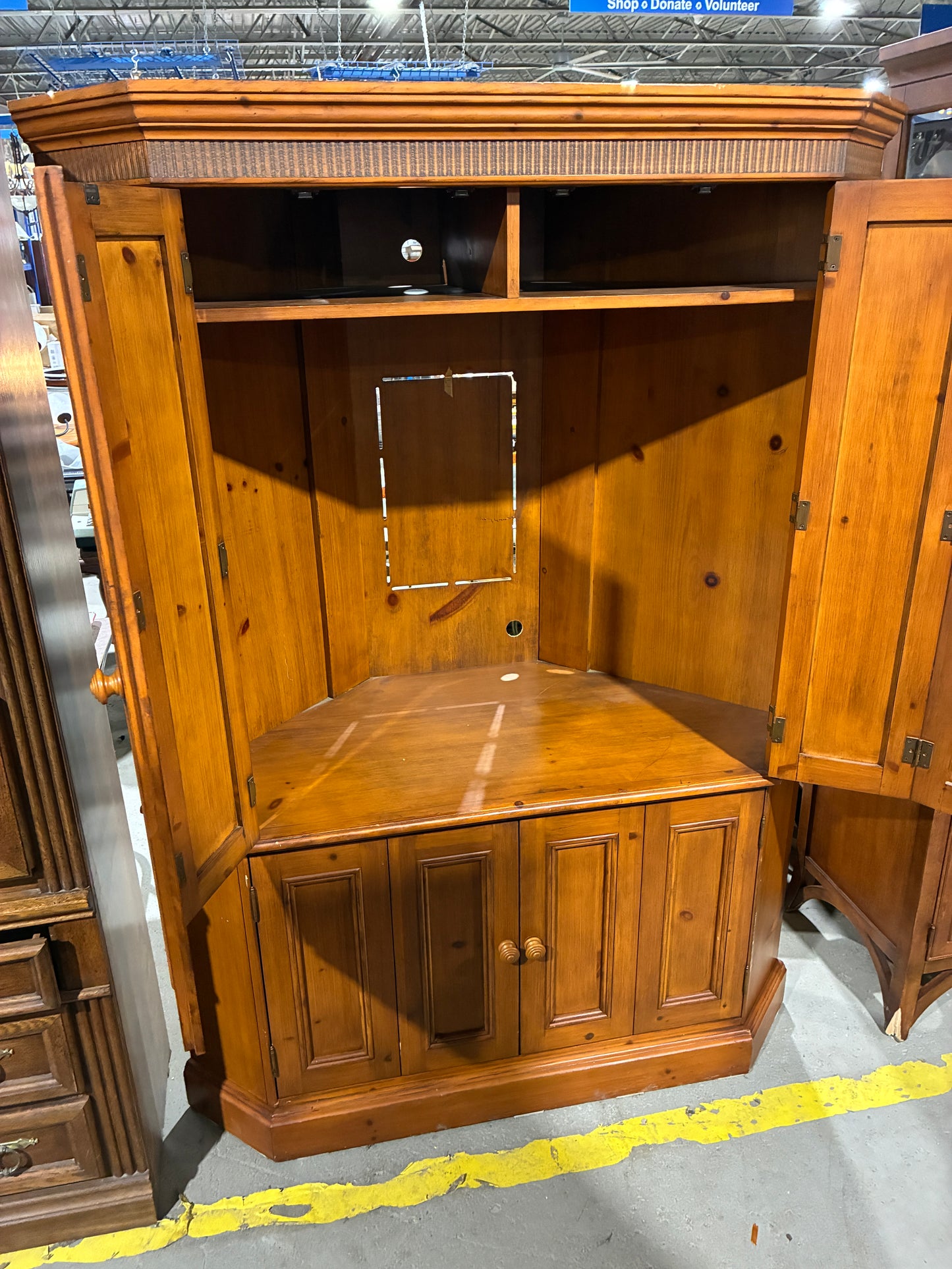 Large Solid Wood Entertainment Armoire / Storage Cabinet
