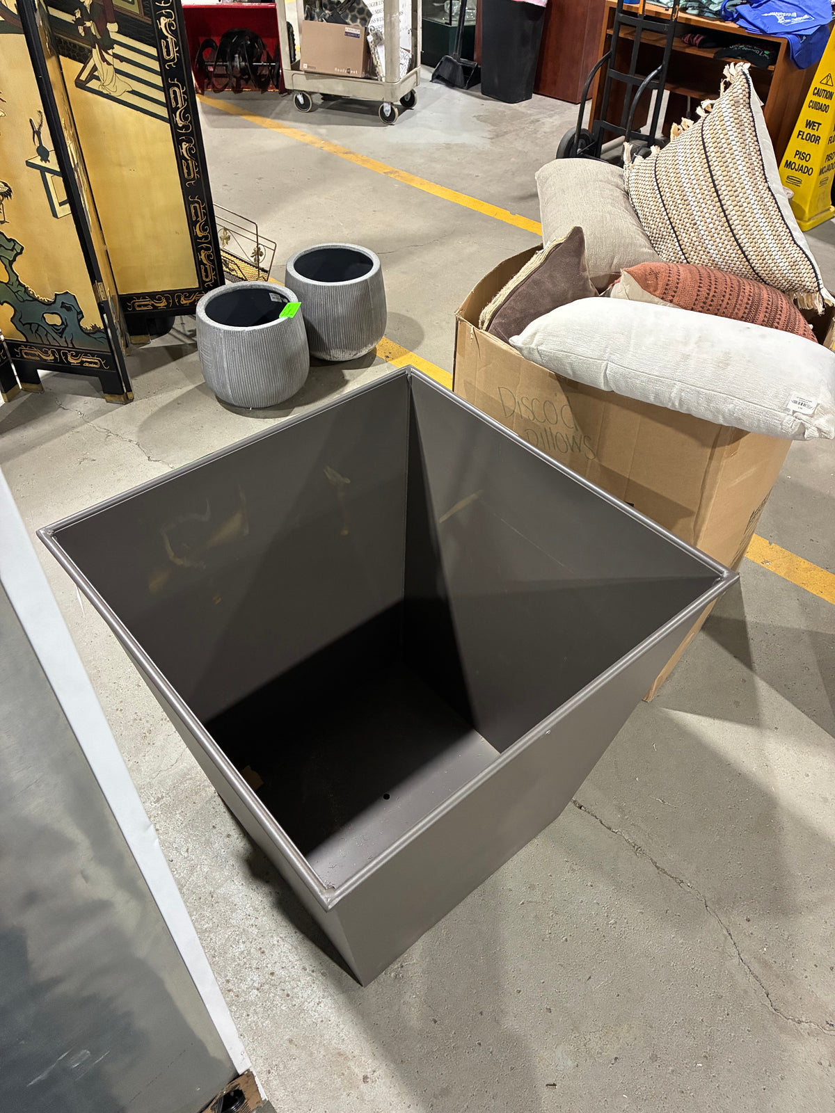 Arhaus Large Modern Tapered Outdoor Planter in Bronze Finish