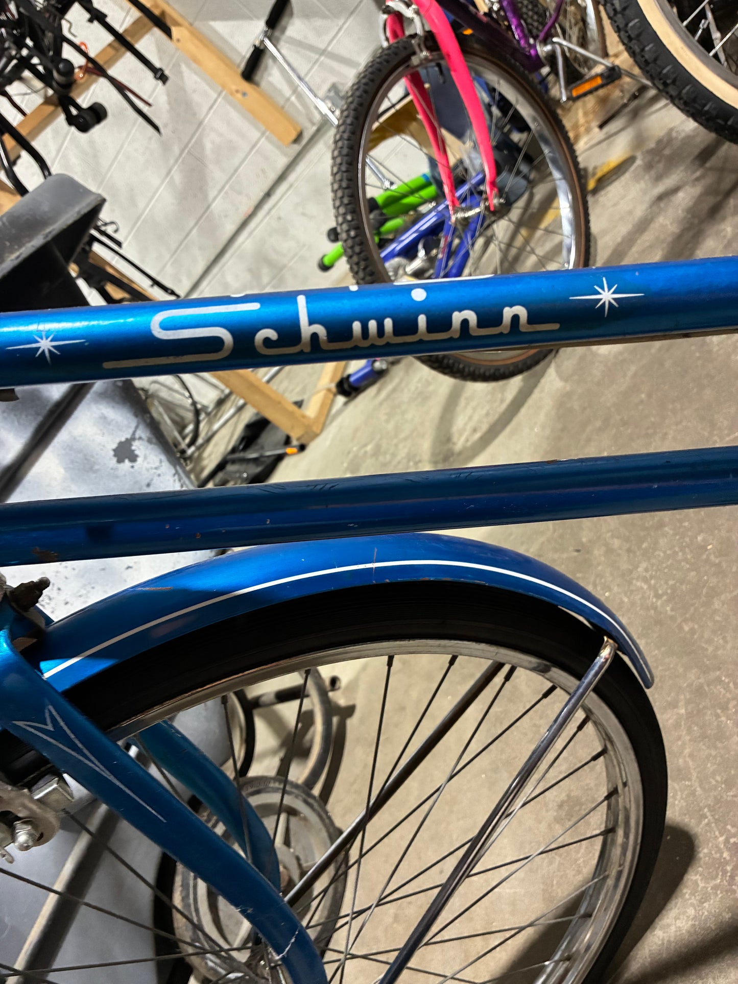 Vintage Blue Schwinn Cruiser Bicycle