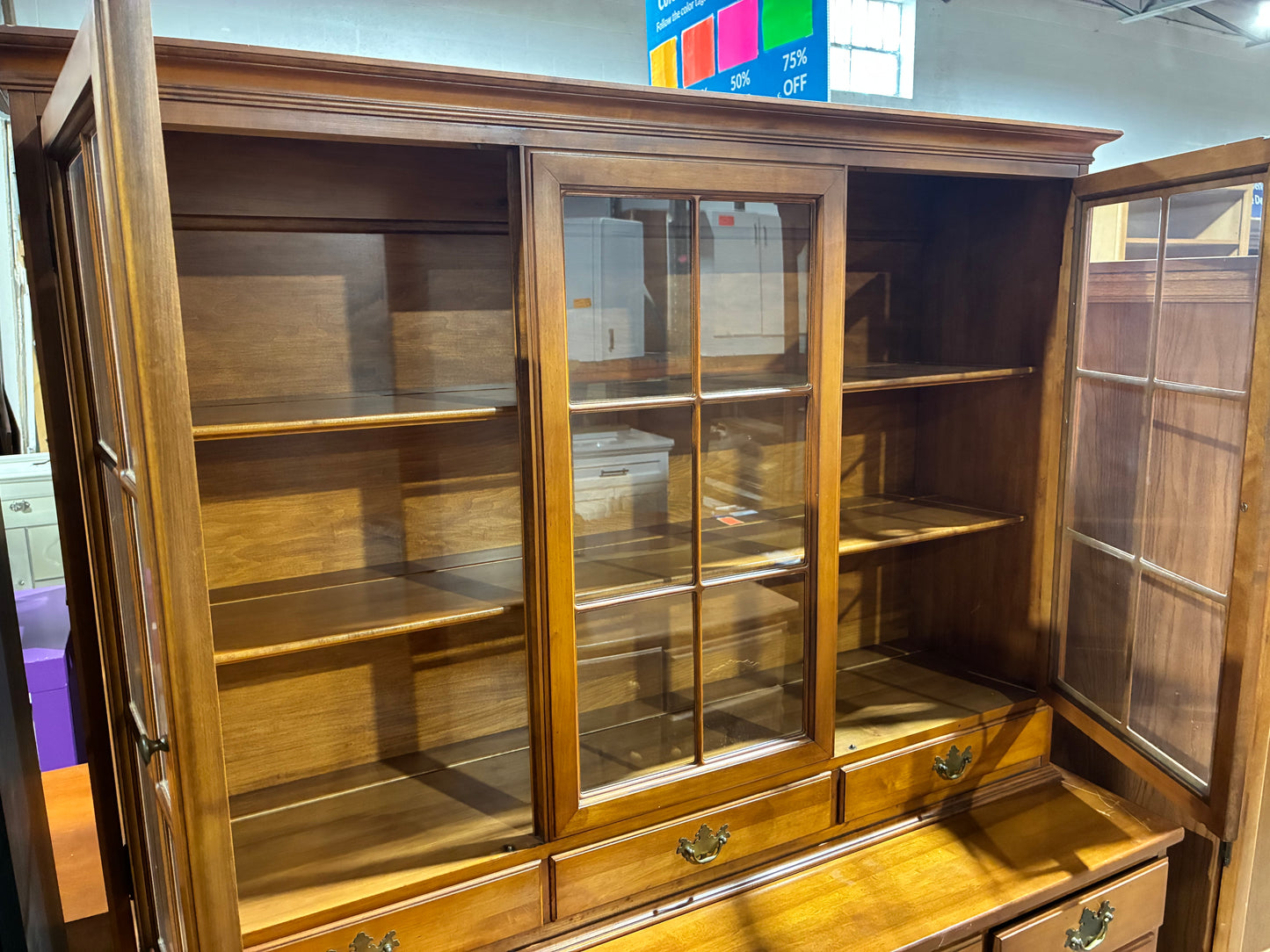 Traditional Cherry Wood China Cabinet & Buffet Hutch