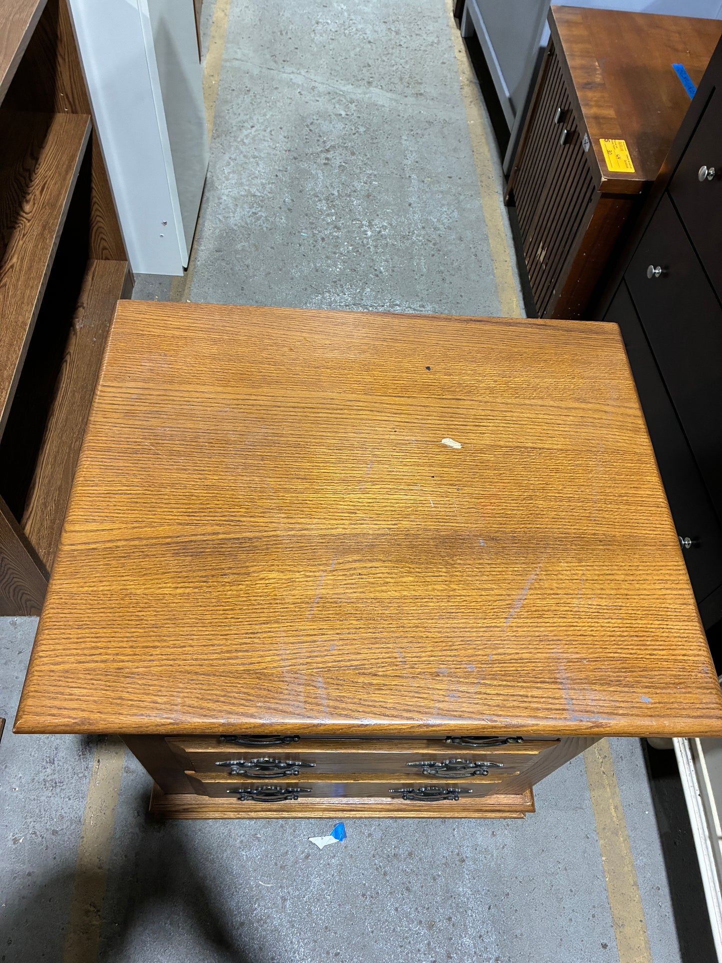 Oak Three-Drawer Nightstand