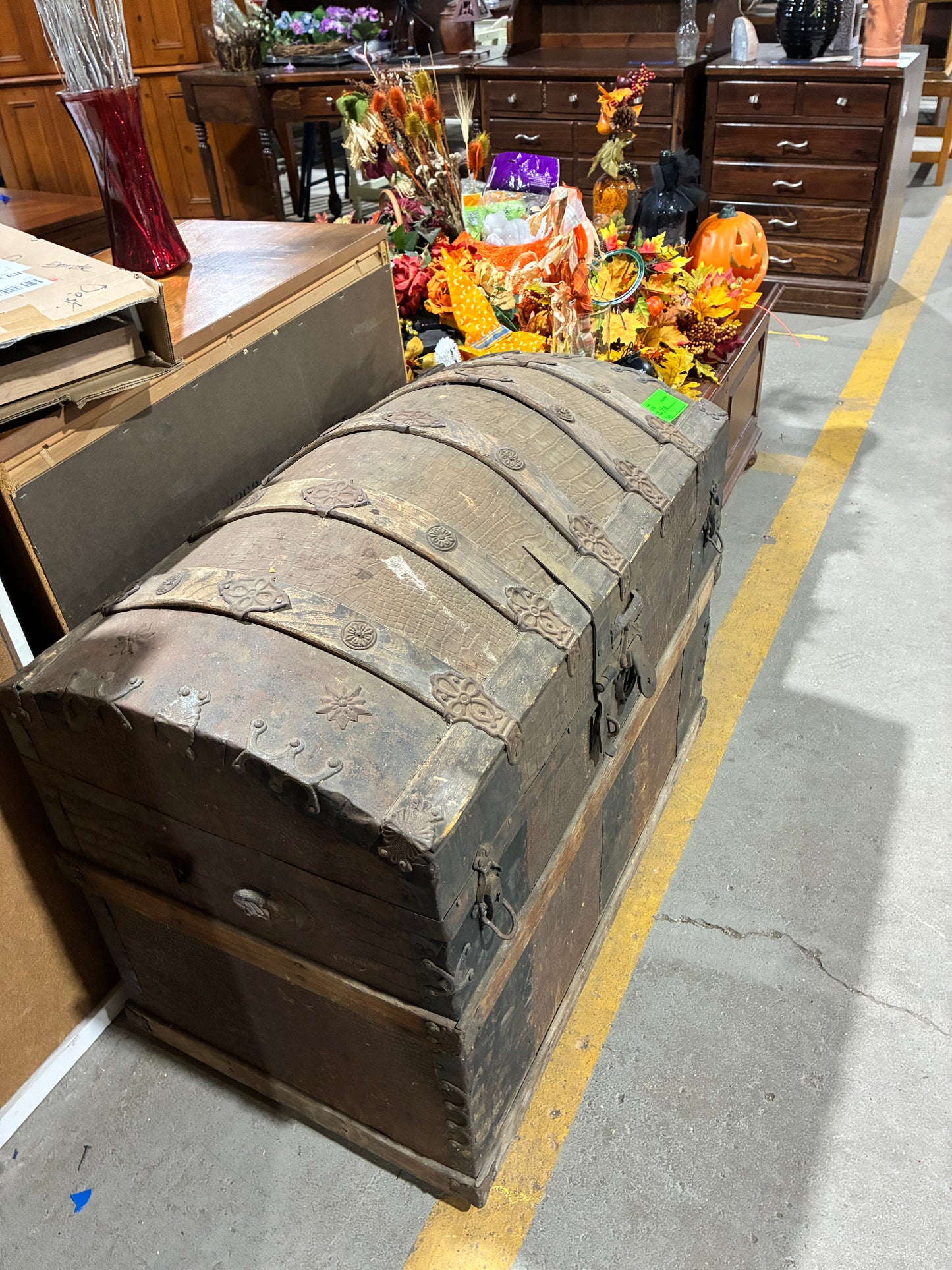 Antique Dome Top Steamer Trunk