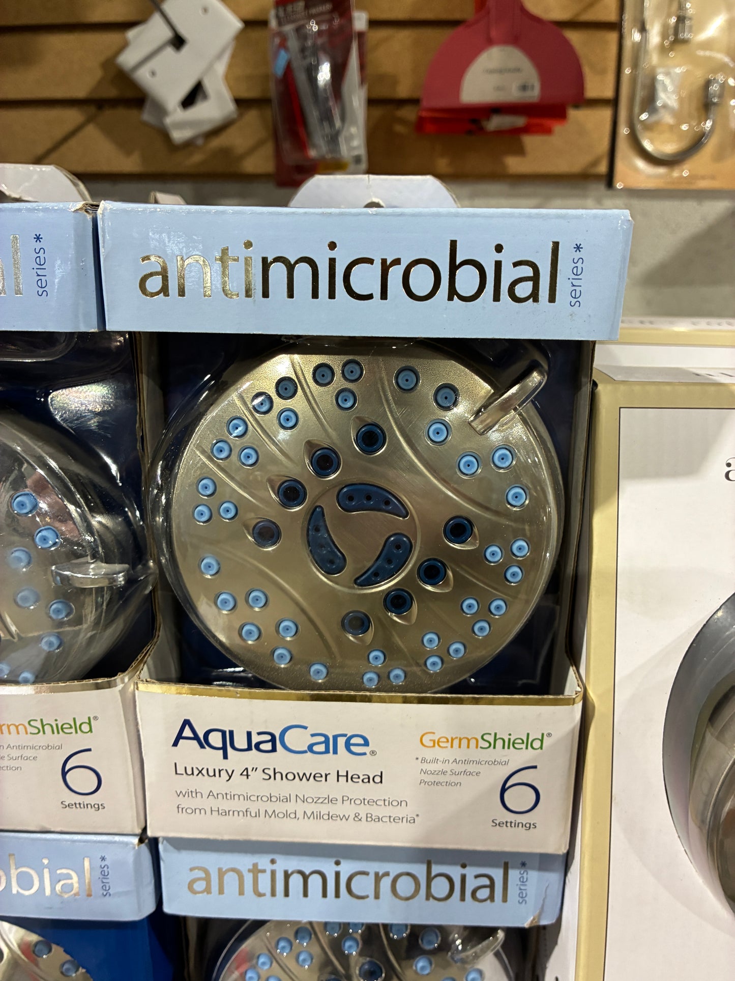 AquaCare Antimicrobial Luxury 4” Shower Head – 6 Settings