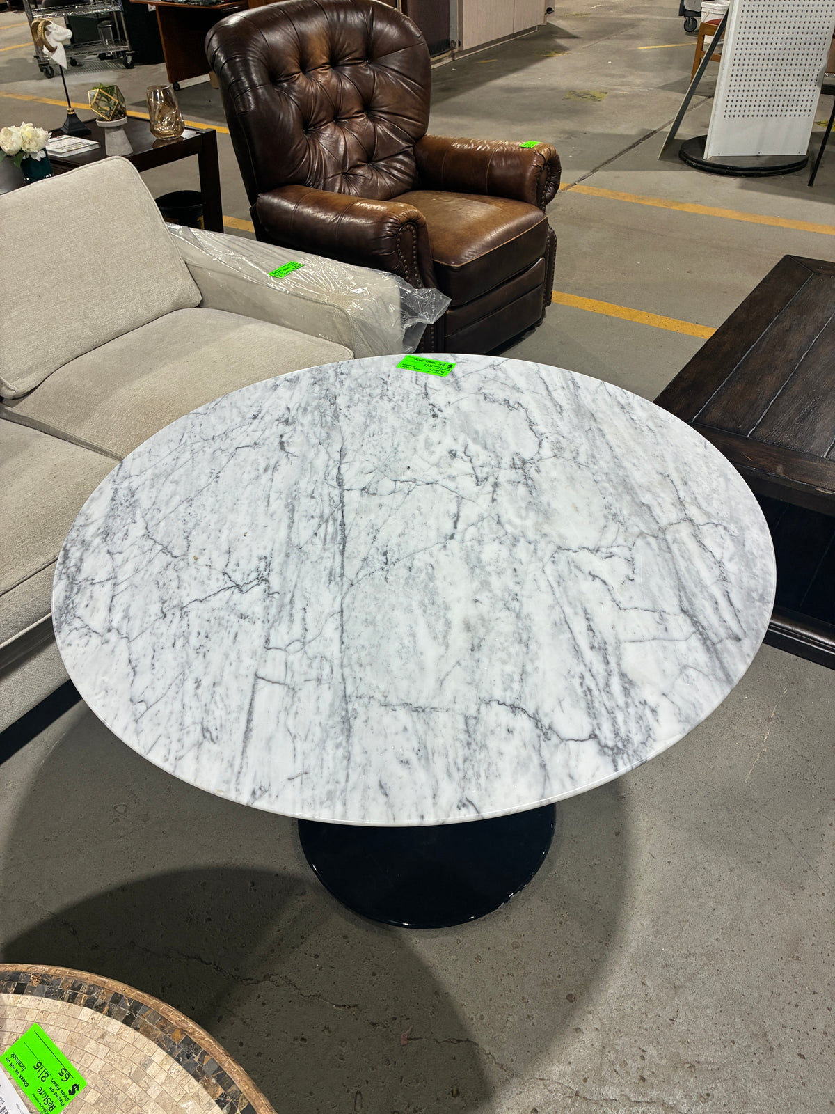 Round Marble Top Tulip Pedestal Table