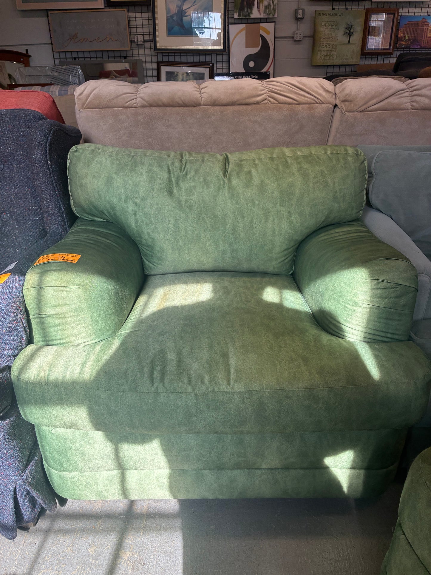 Green Oversized Chair and Ottoman Set