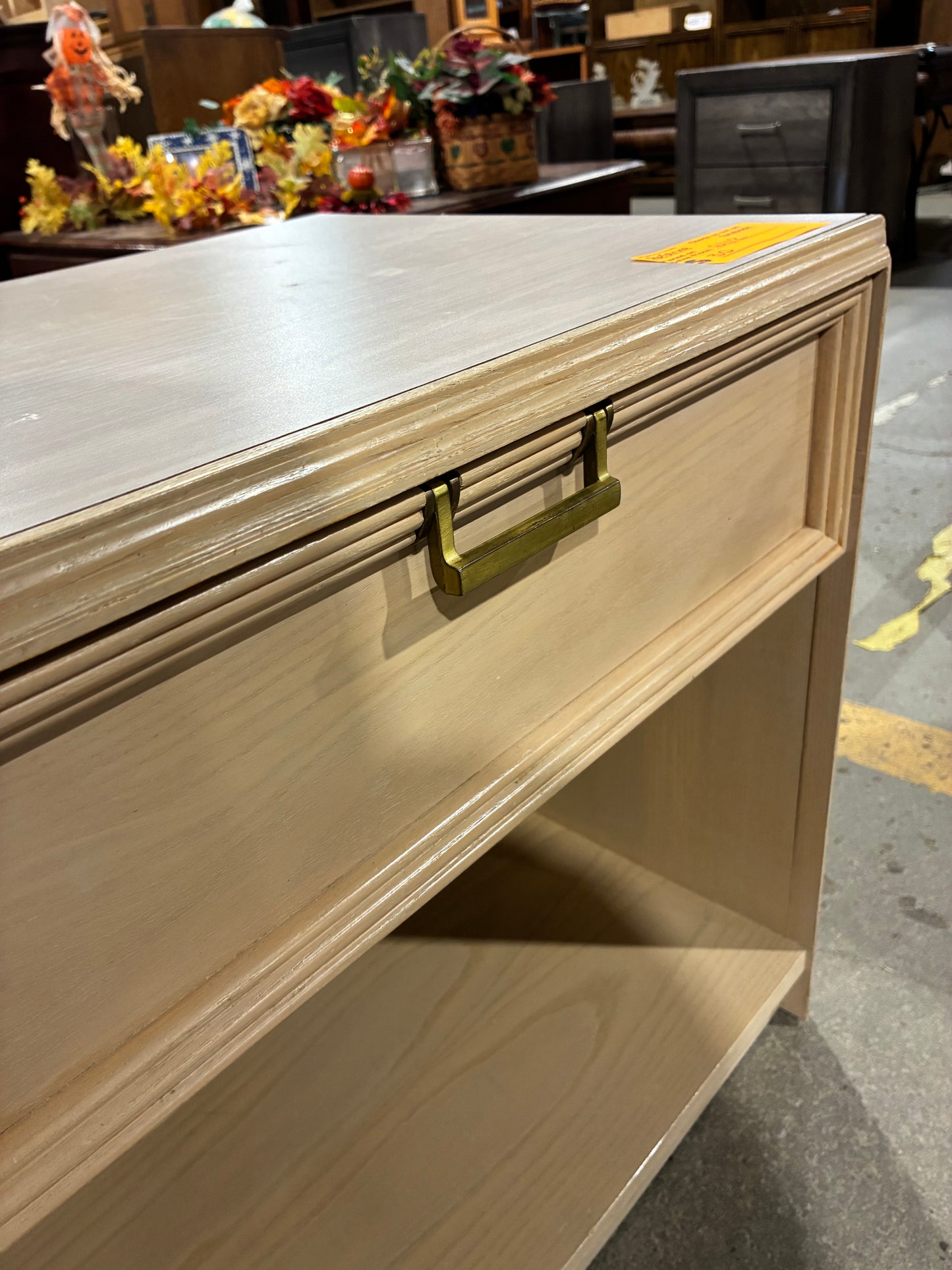 Light Wood One-Drawer Nightstand with Open Shelf