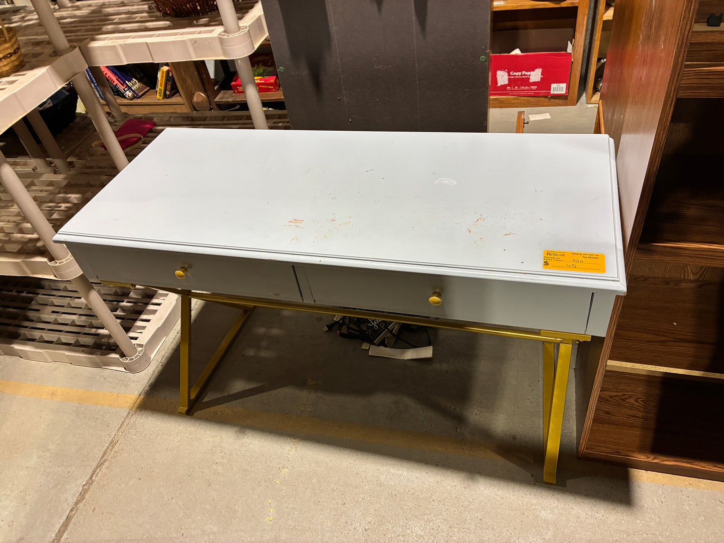 Modern Light Blue Console Table with Gold Legs