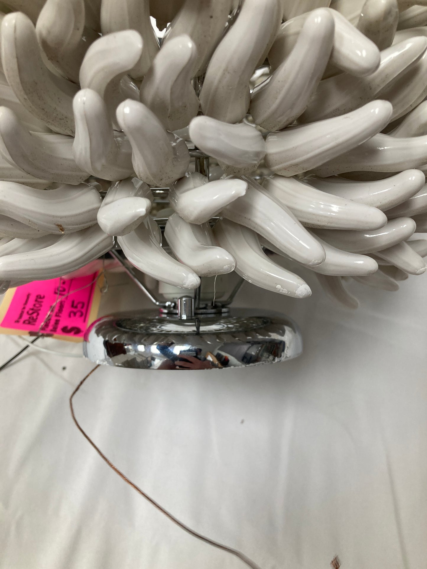 White Ceramic "Sea Urchin" Light Fixture