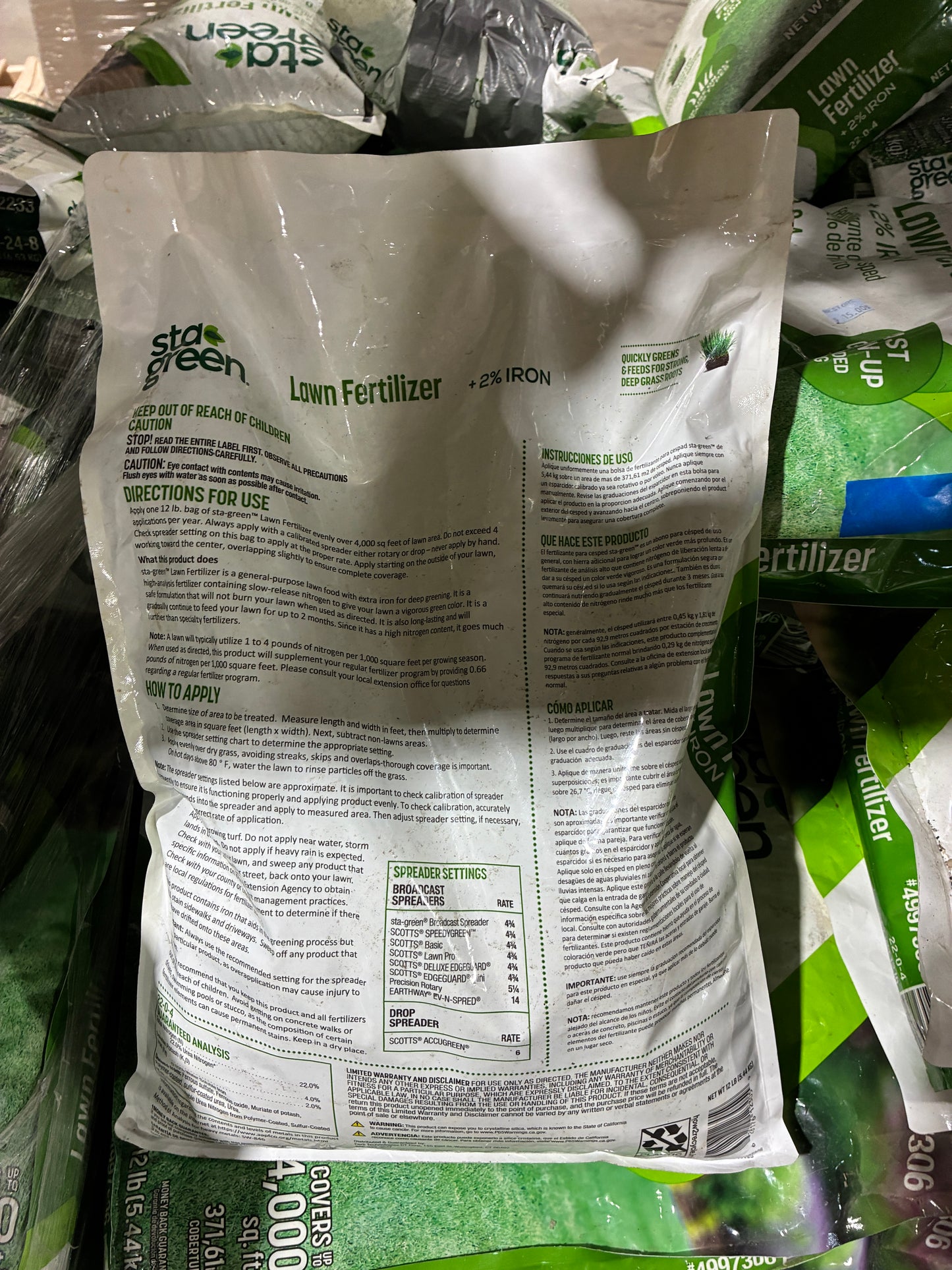 Sta Green Lawn Fertilizer + 2% Iron (12 lb Bags)