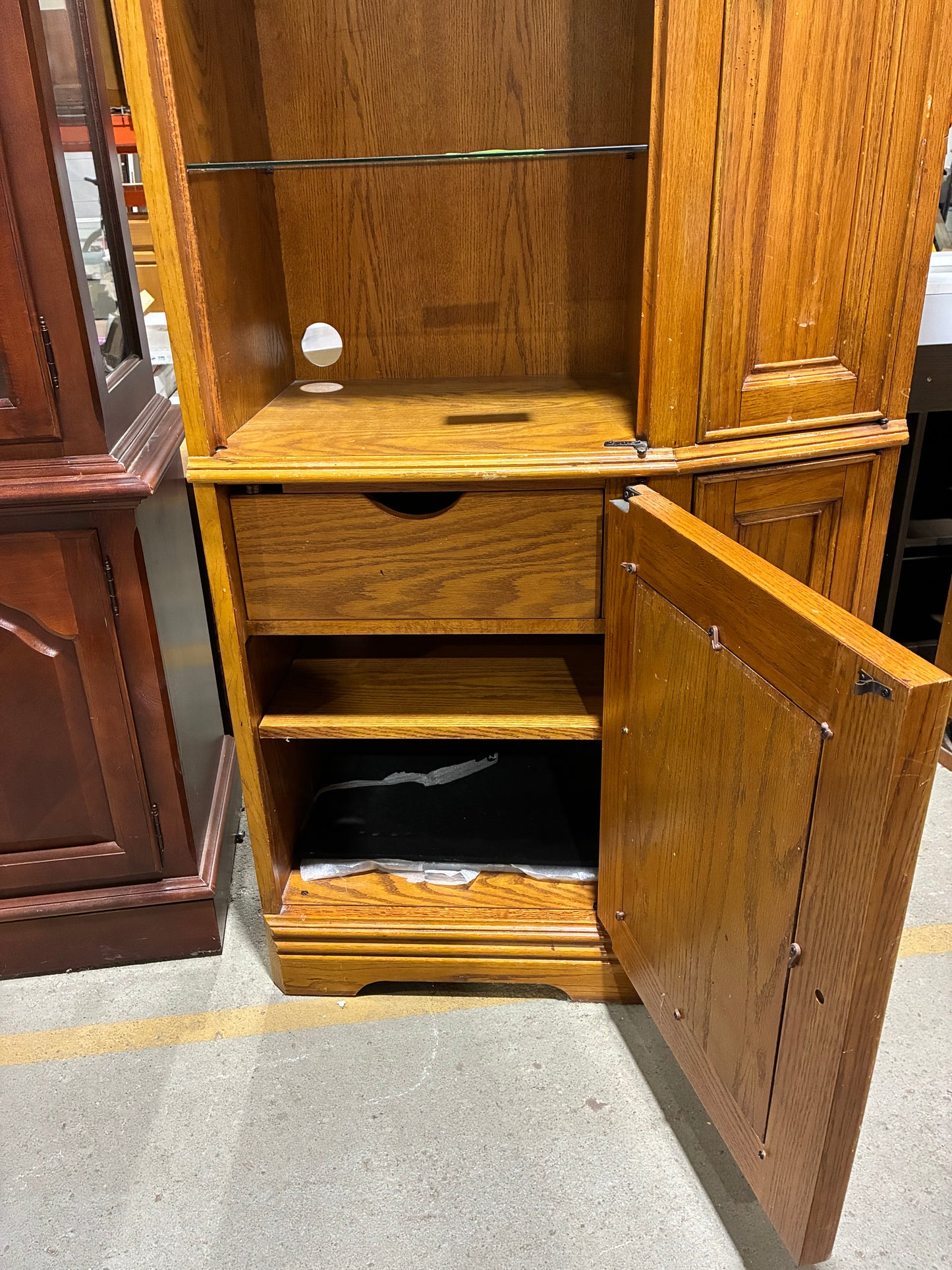 Oak Entertainment Center with Media Storage