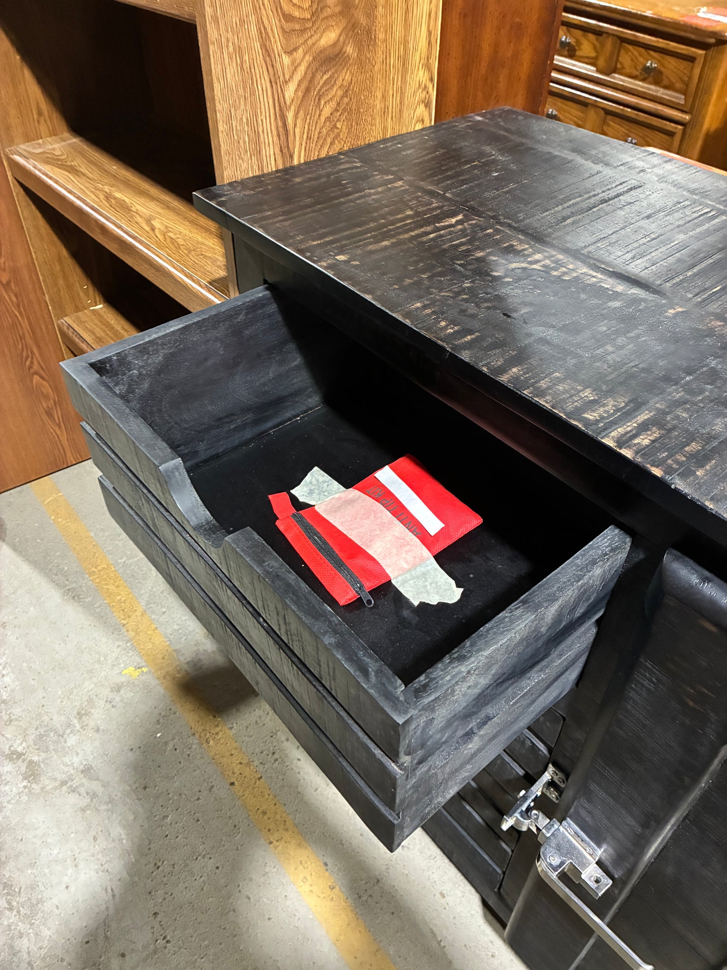 Industrial Style Black Storage Cabinet with Drawers & Door