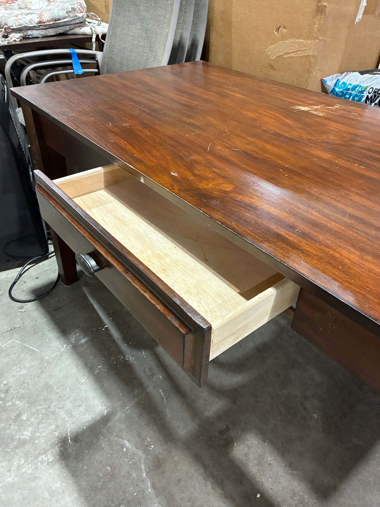 Wood Table with Three Drawers