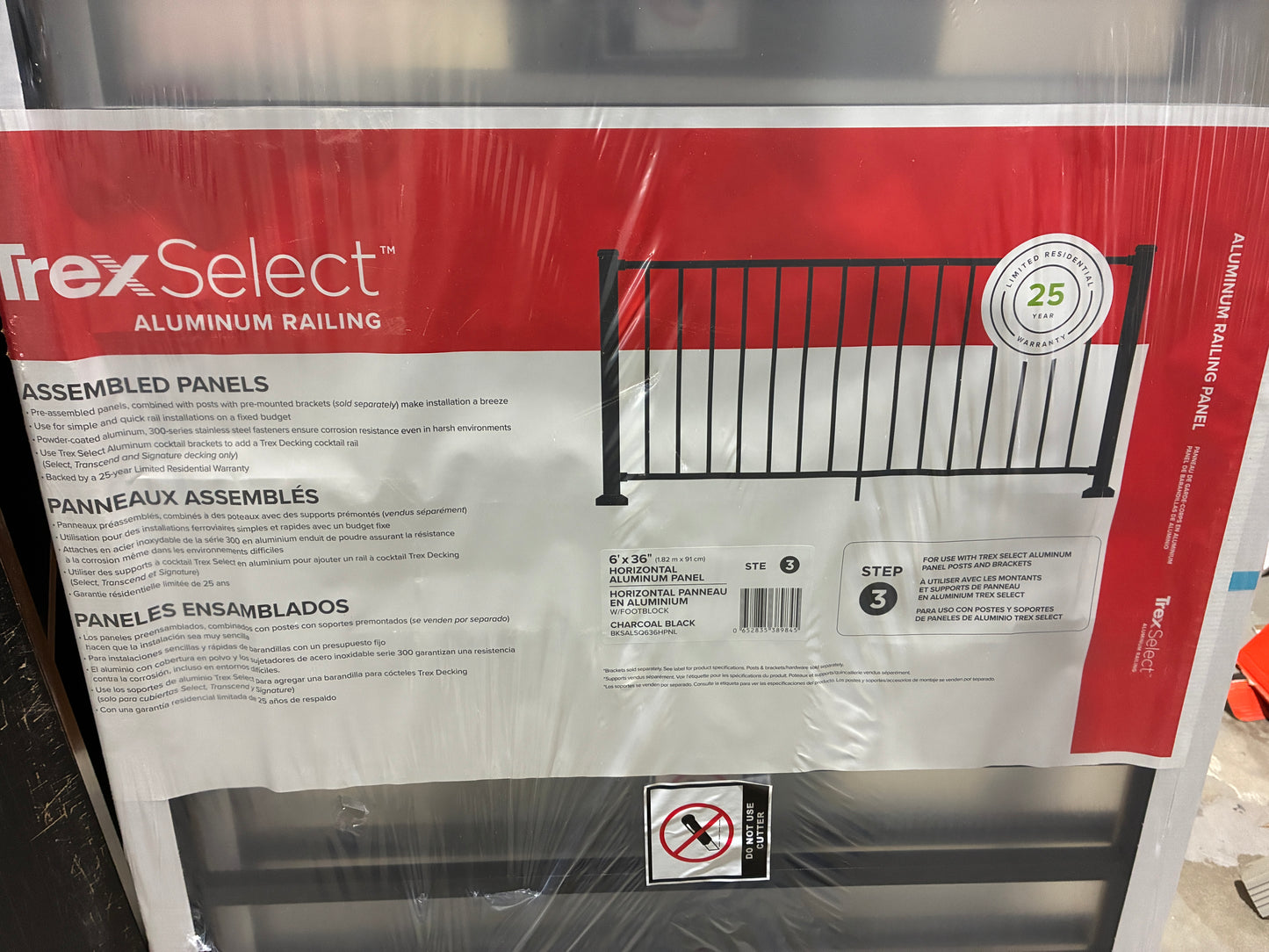 Trex Select 6' x 36" Aluminum Railing Panel, Charcoal Black