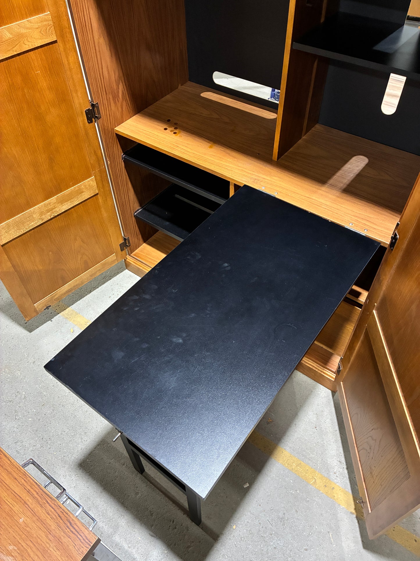 Wood Desk Armoire with Pull Out Work Surface