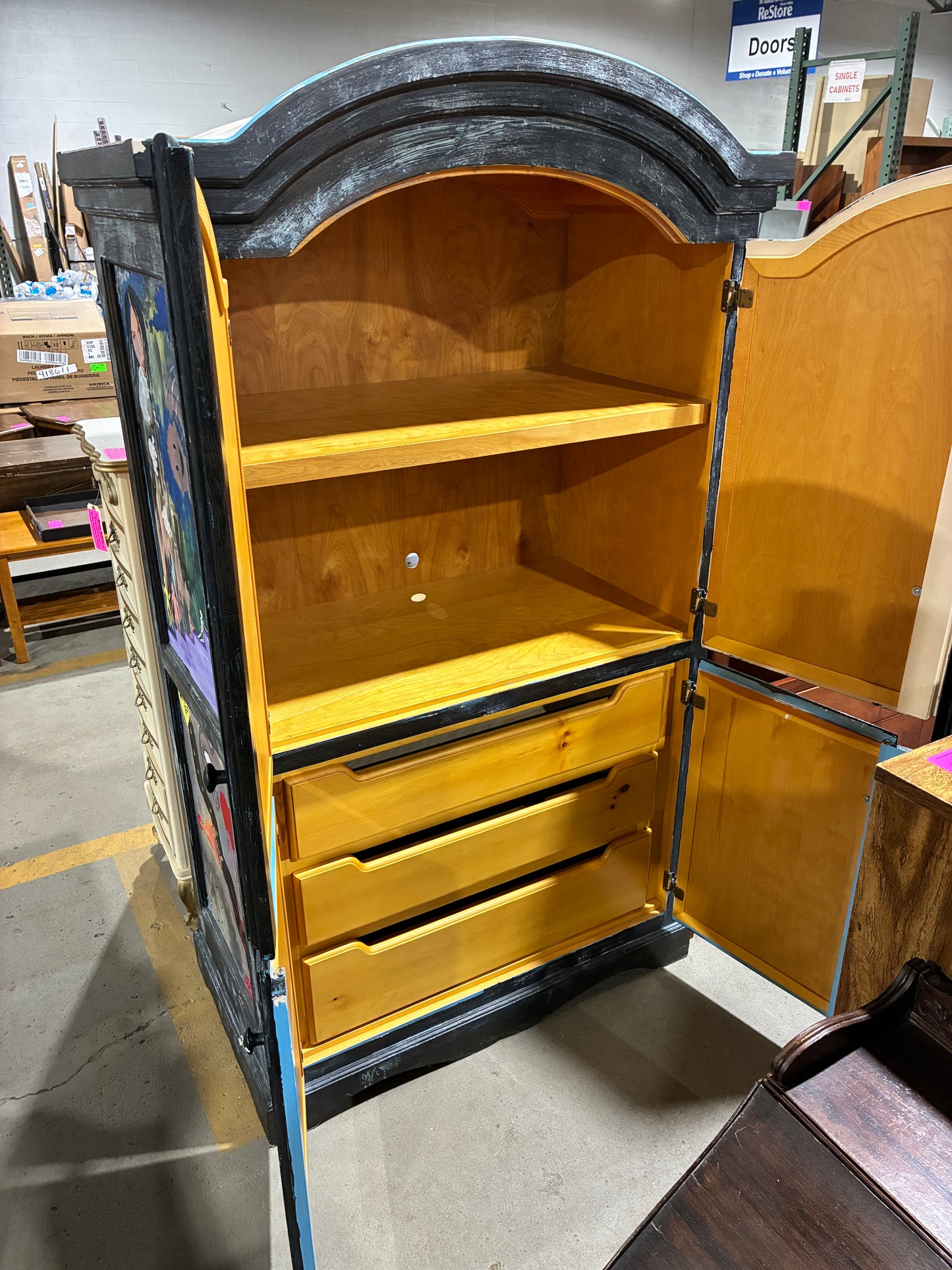 Hand Painted Armoire Cabinet
